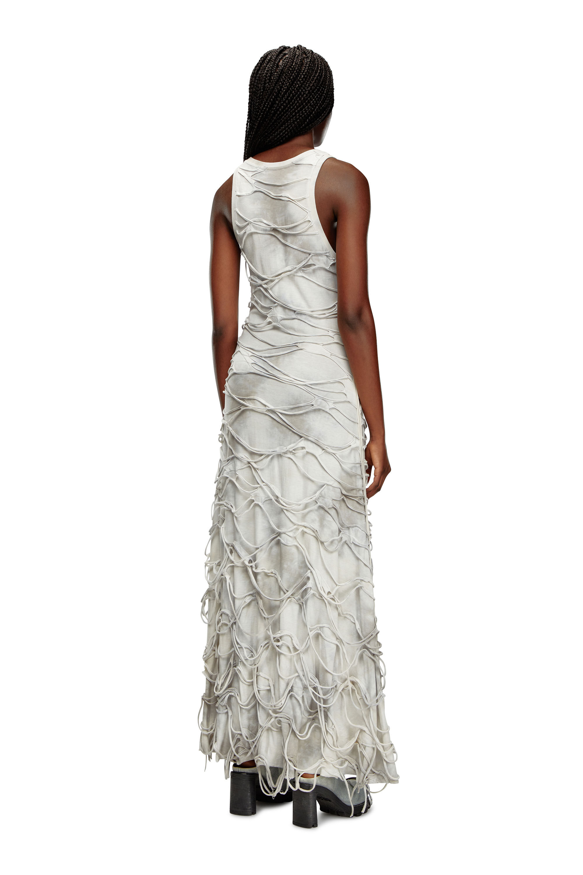 Diesel - D-JARAL, Longue robe débardeur à mèches flottantes Femme in Gris - 3