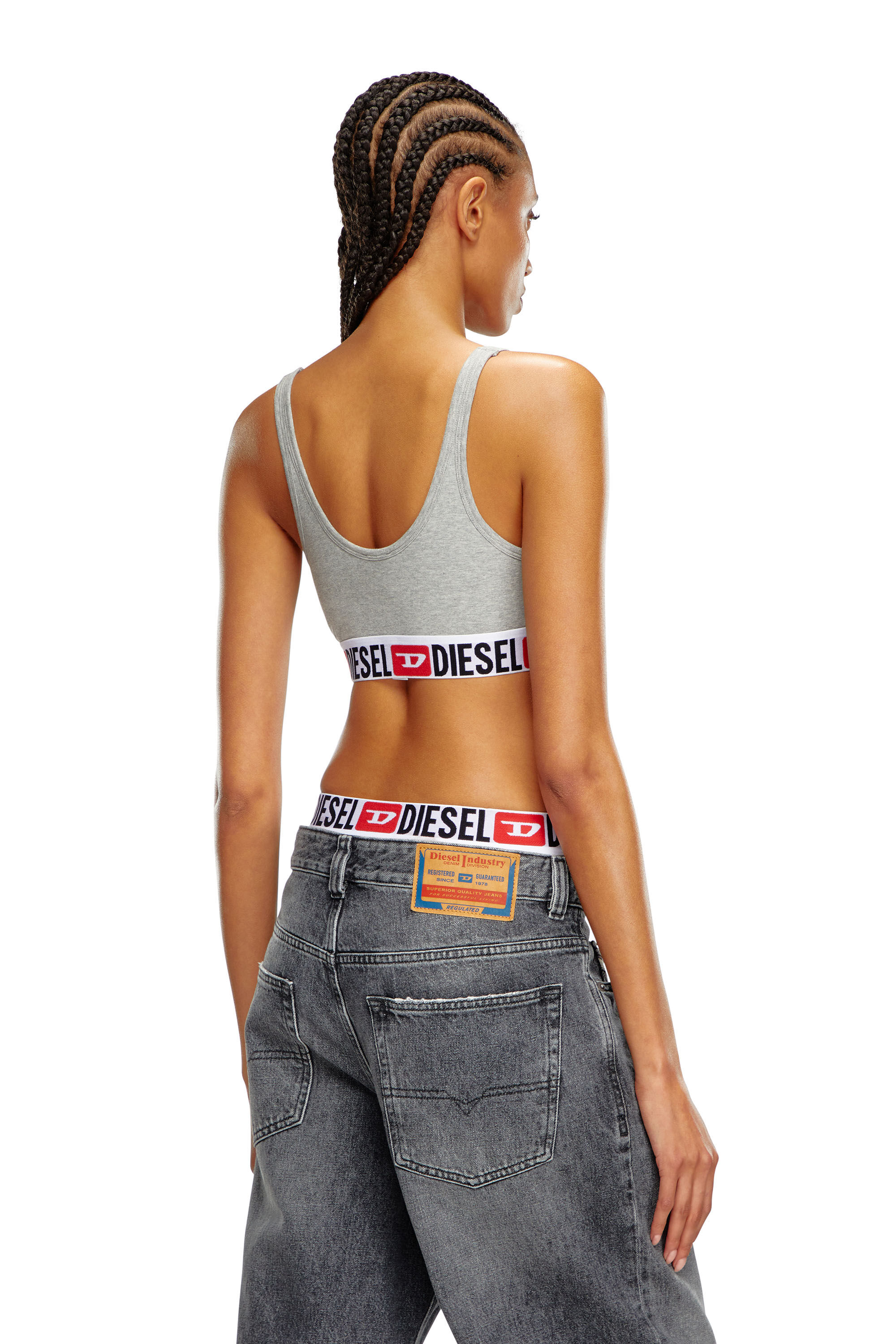 Diesel - UFSB-ORIBA, Female's Bralette with logo band in Grey - 3