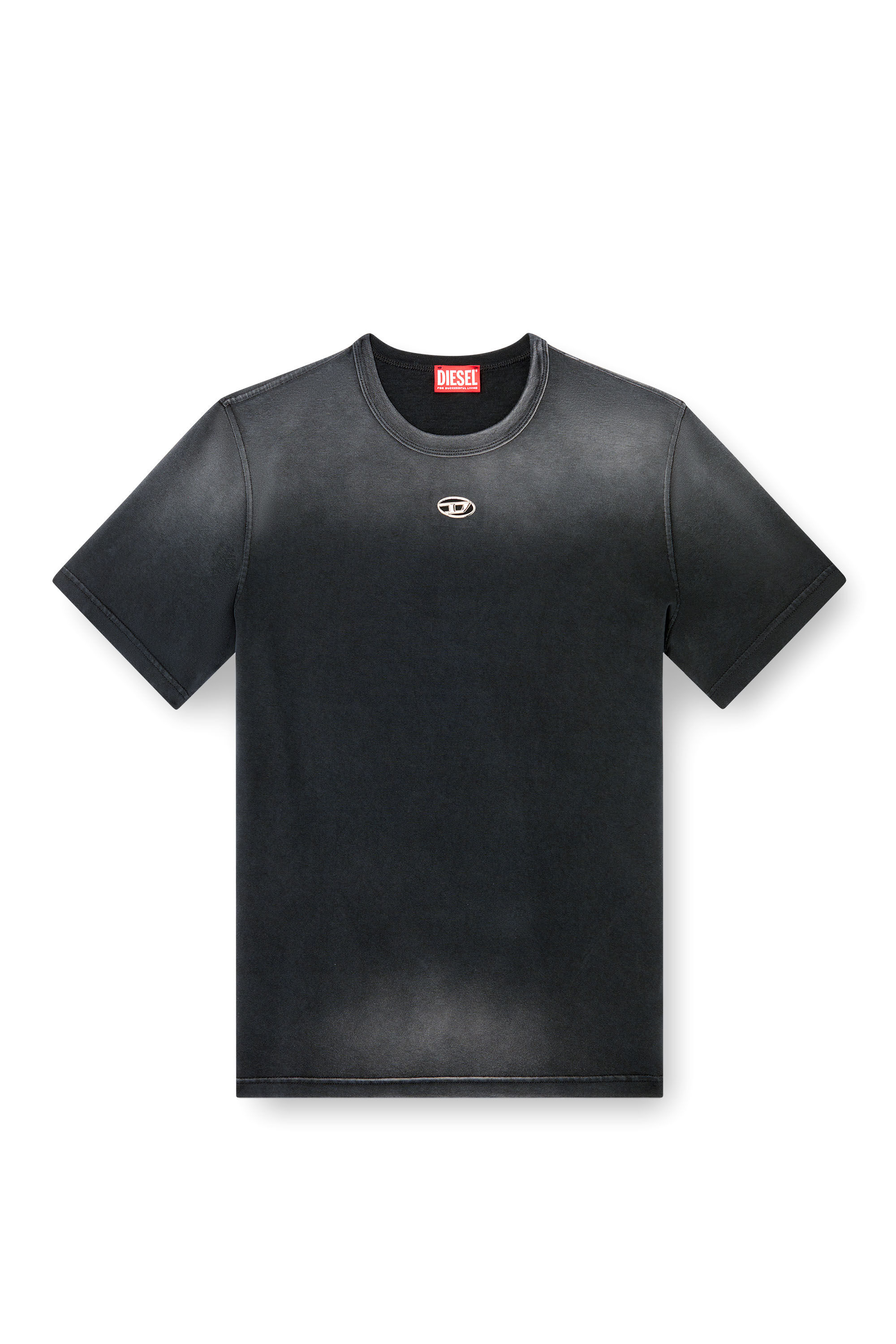 Diesel - T-ADJUST-T1, Male's Faded T-shirt with cut-out Oval D in Black - 2