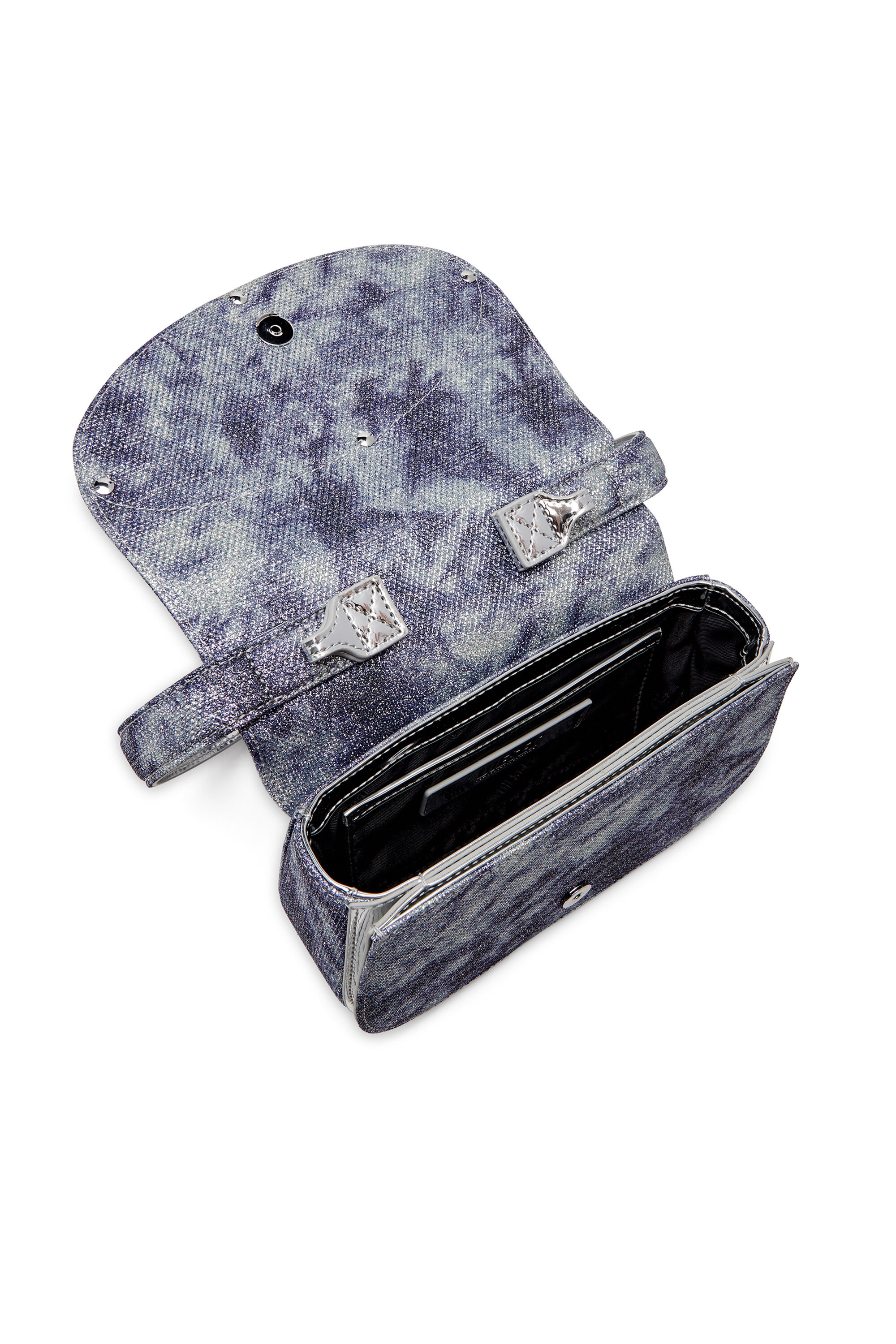 Diesel - 1DR, Female's 1DR-Iconic shoulder bag in shimmer fabric in Blue - 2