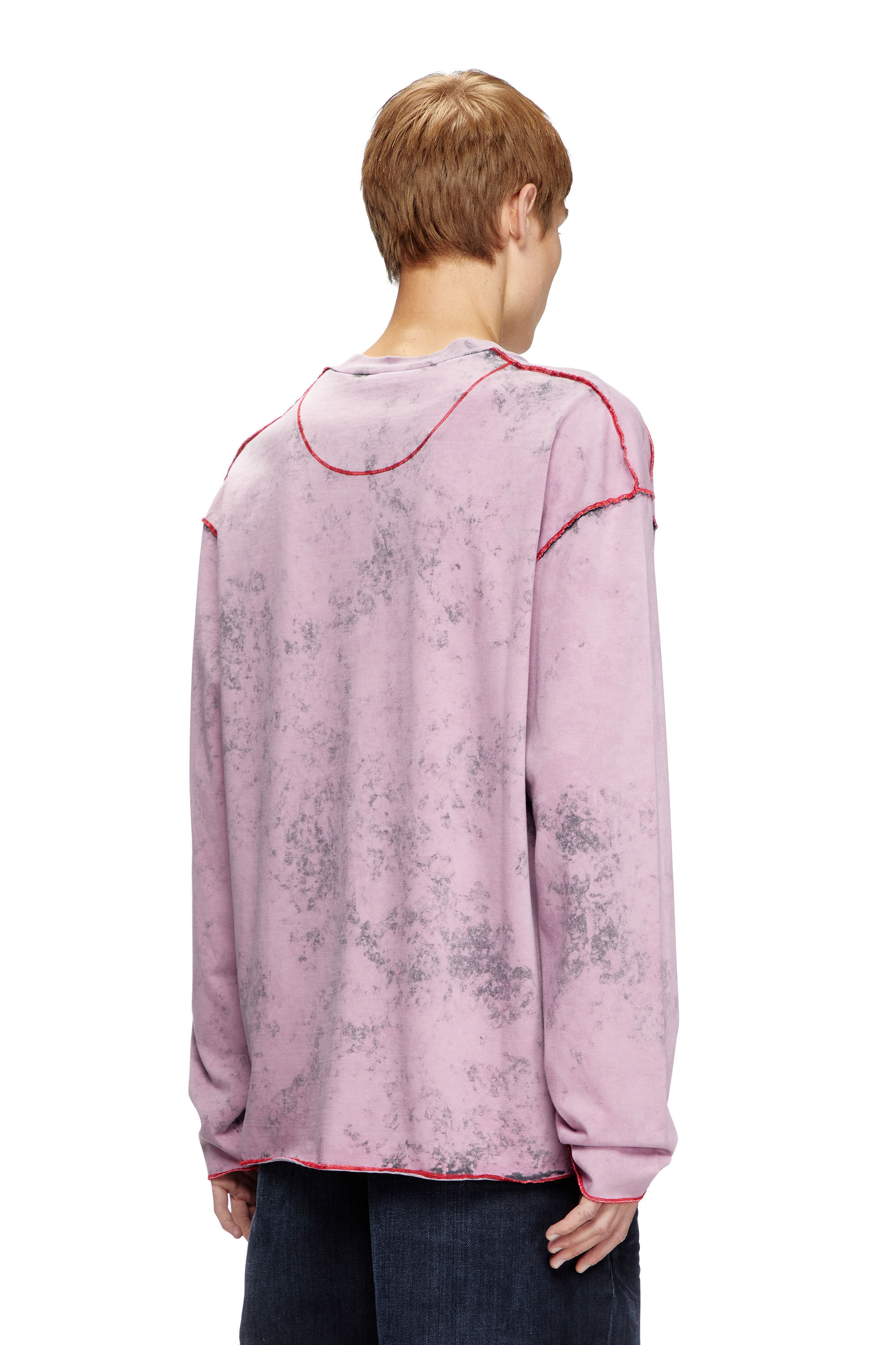 Diesel - T-CRAHOR-LS-R1, Male's Treated long-sleeve T-shirt in Pink - 4