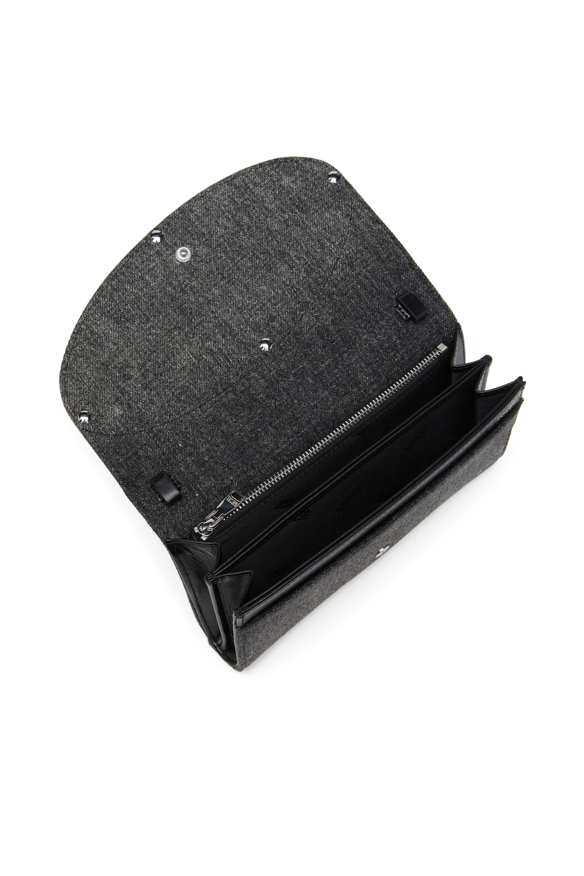 Diesel - 1DR WALLET STRAP, Porte-monnaie en denim cristal Femme in Noir - 4