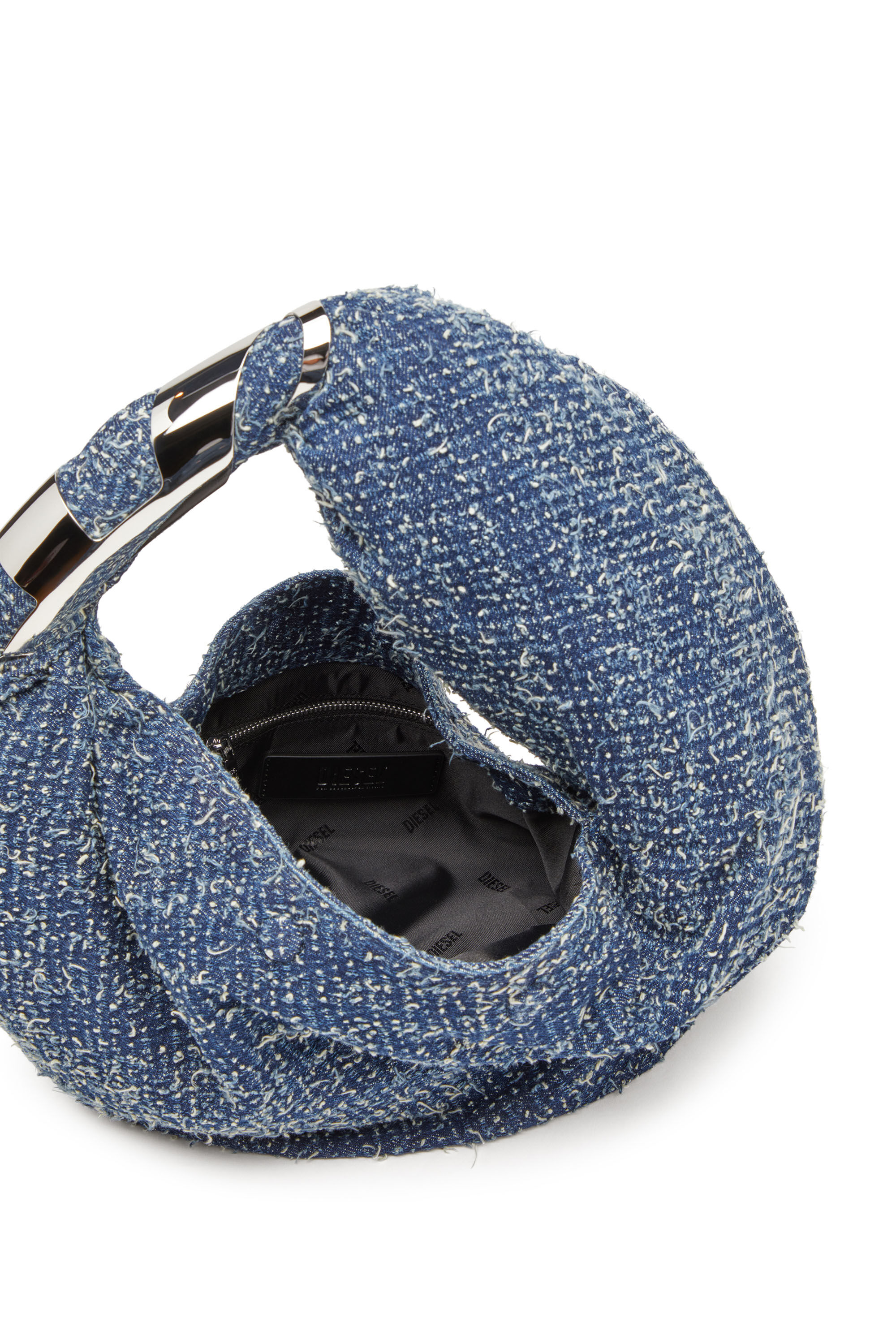 Diesel - GRAB-D HOBO S, Female's Grab-D S-Hobo bag in bouclé denim in Blue - 2