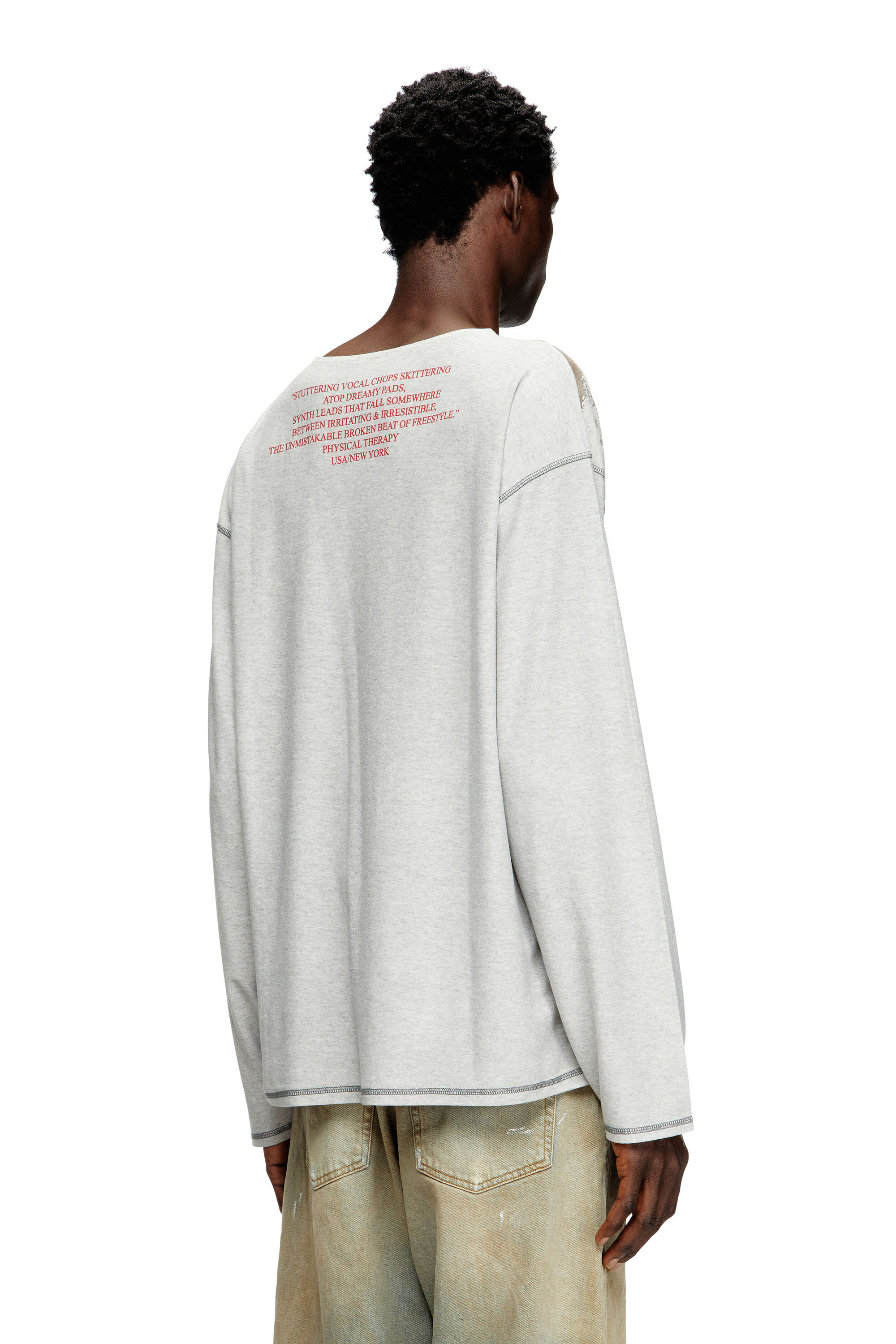 Diesel - T-JERRY-B, T-shirt à manches longues avec imprimé paroles Mixte in Gris - 5
