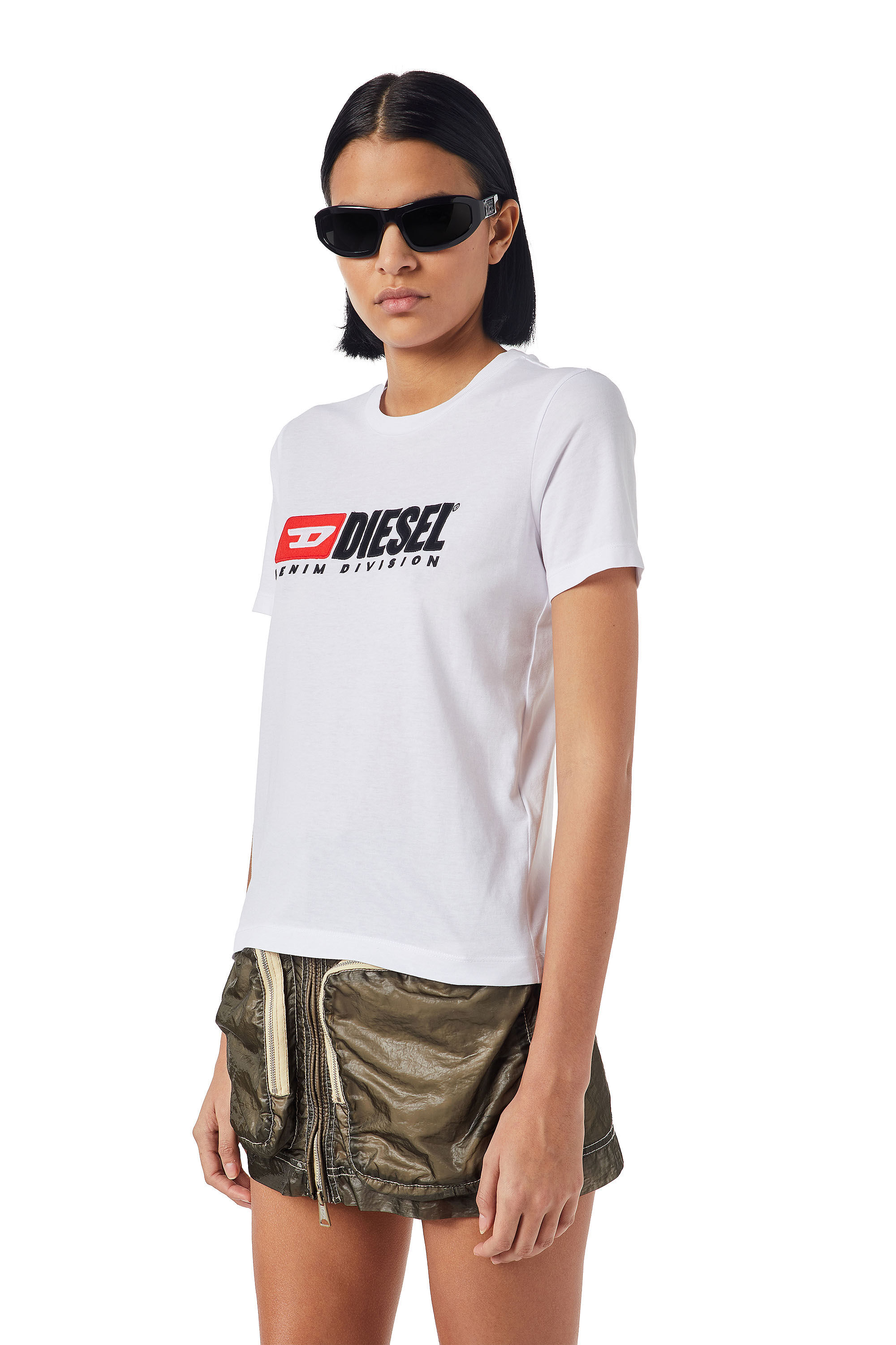 Diesel - T-REG-DIV, Female's T-shirt with fleece patches in White - 6
