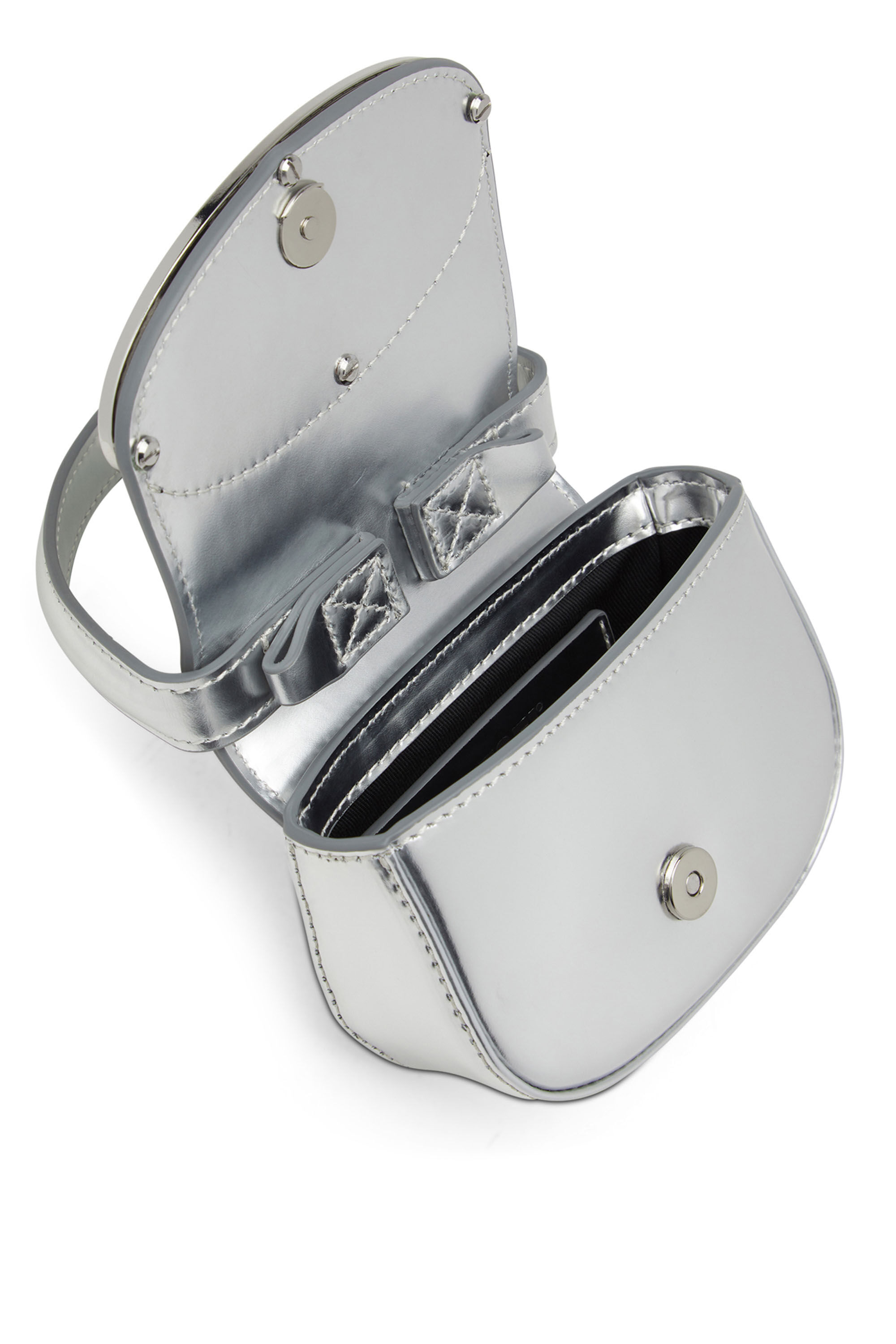 Diesel - 1DR XS, Female's Mirror leather mini bag in Silver - 2