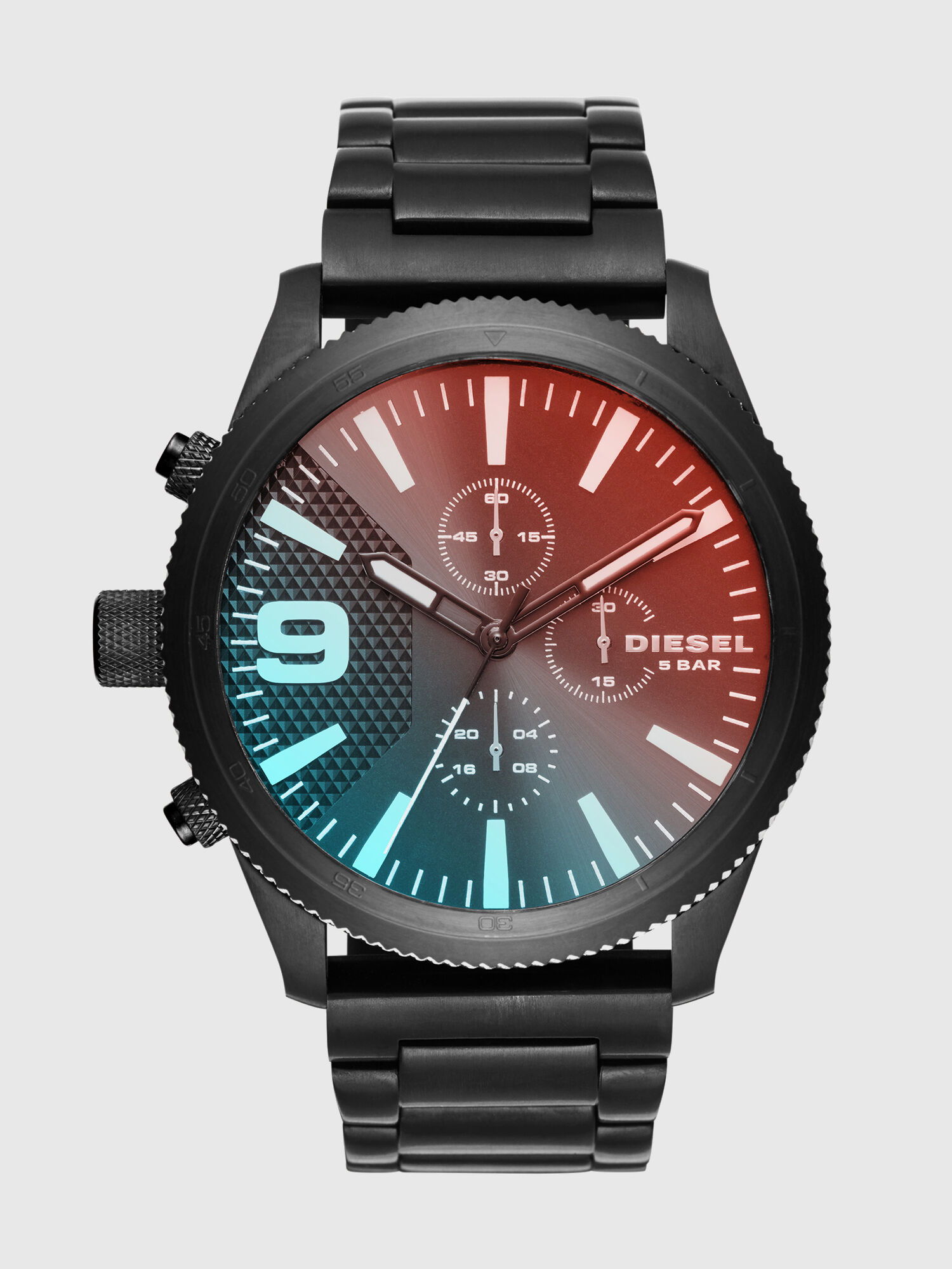 Diesel - DZ4447, Rasp Chrono montre avec boîtier recouvert d'un placage ionique noir, 50 mm Homme in Noir - 1
