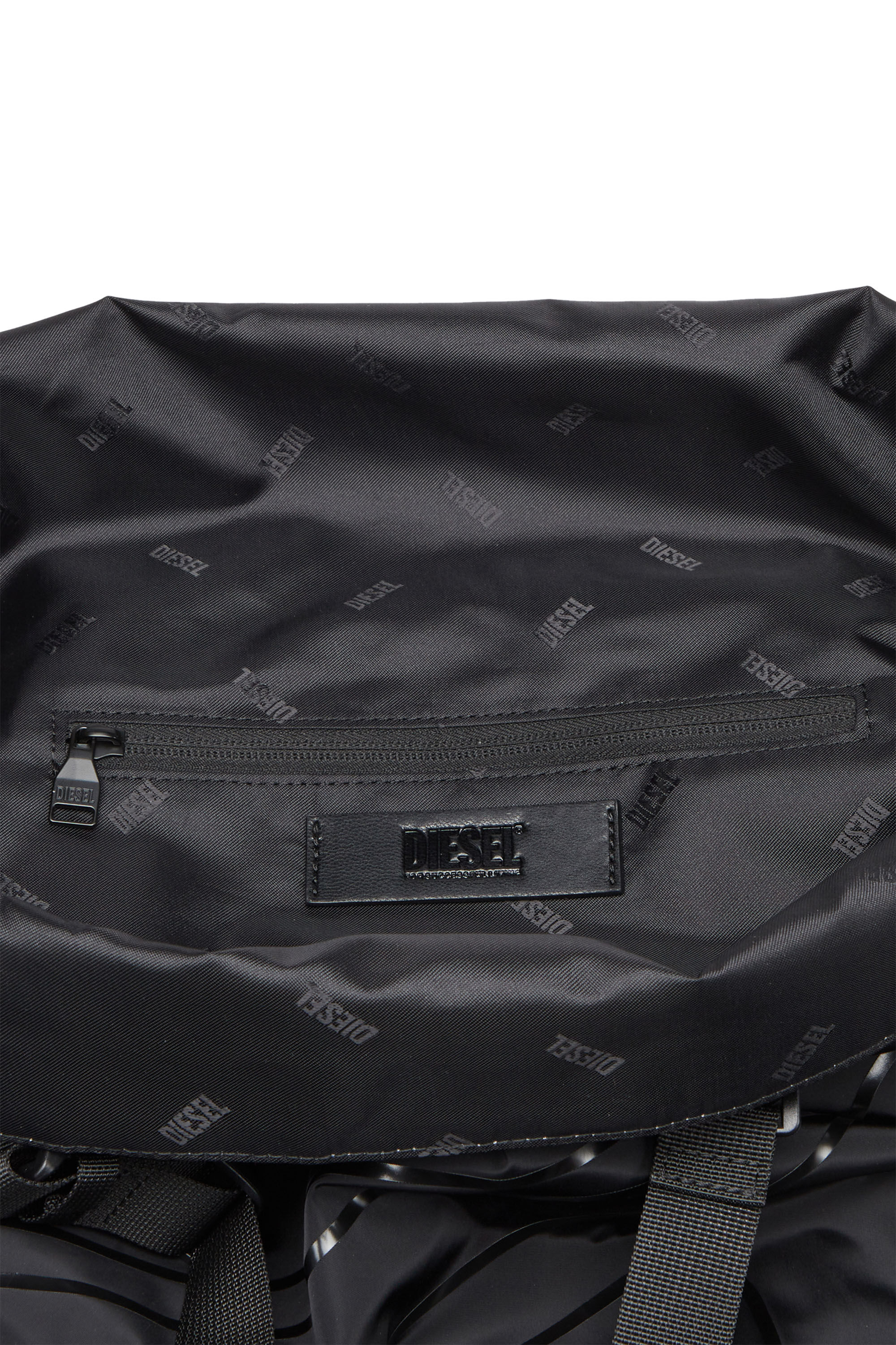 Diesel - DRAPE TOTE, Male's Drape-Nylon roll-top crossbody bag in Black - 4
