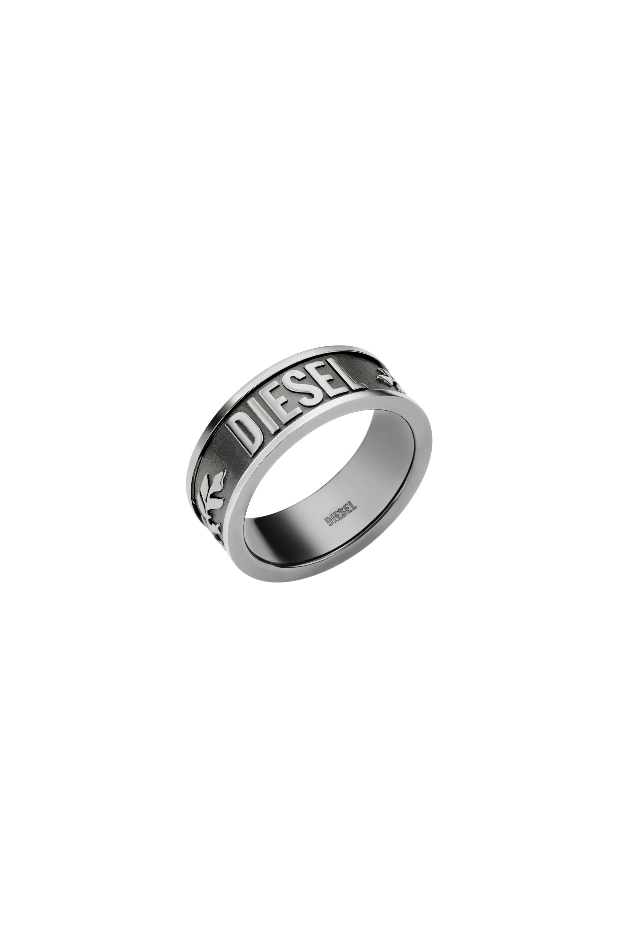 Diesel - DX1108, Male's Anello con logo in rilievo in Silver - 1