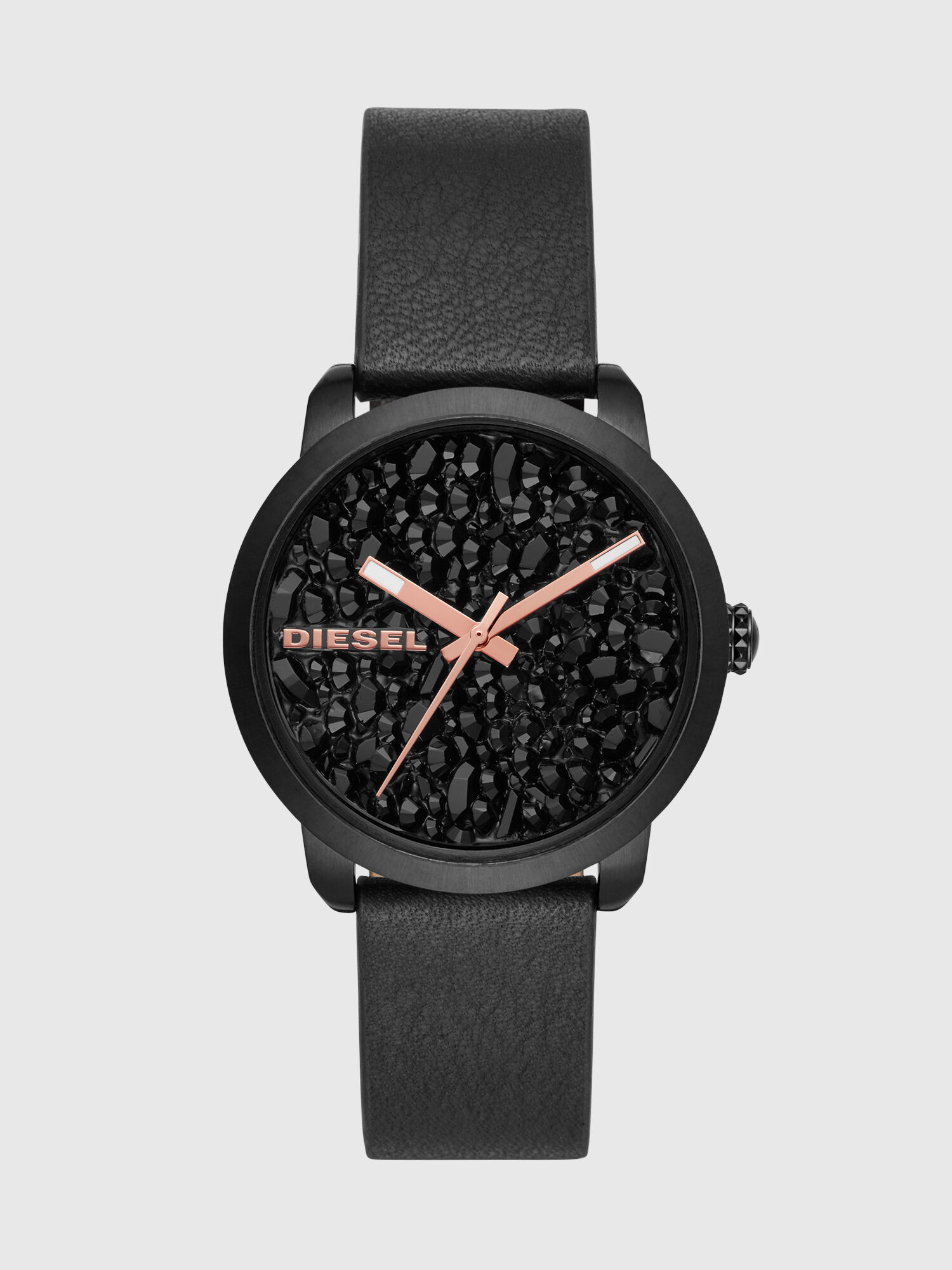 Diesel - DZ5598, Female's Flare Rocks Three-Hand Black Leather Watch in Black - 1