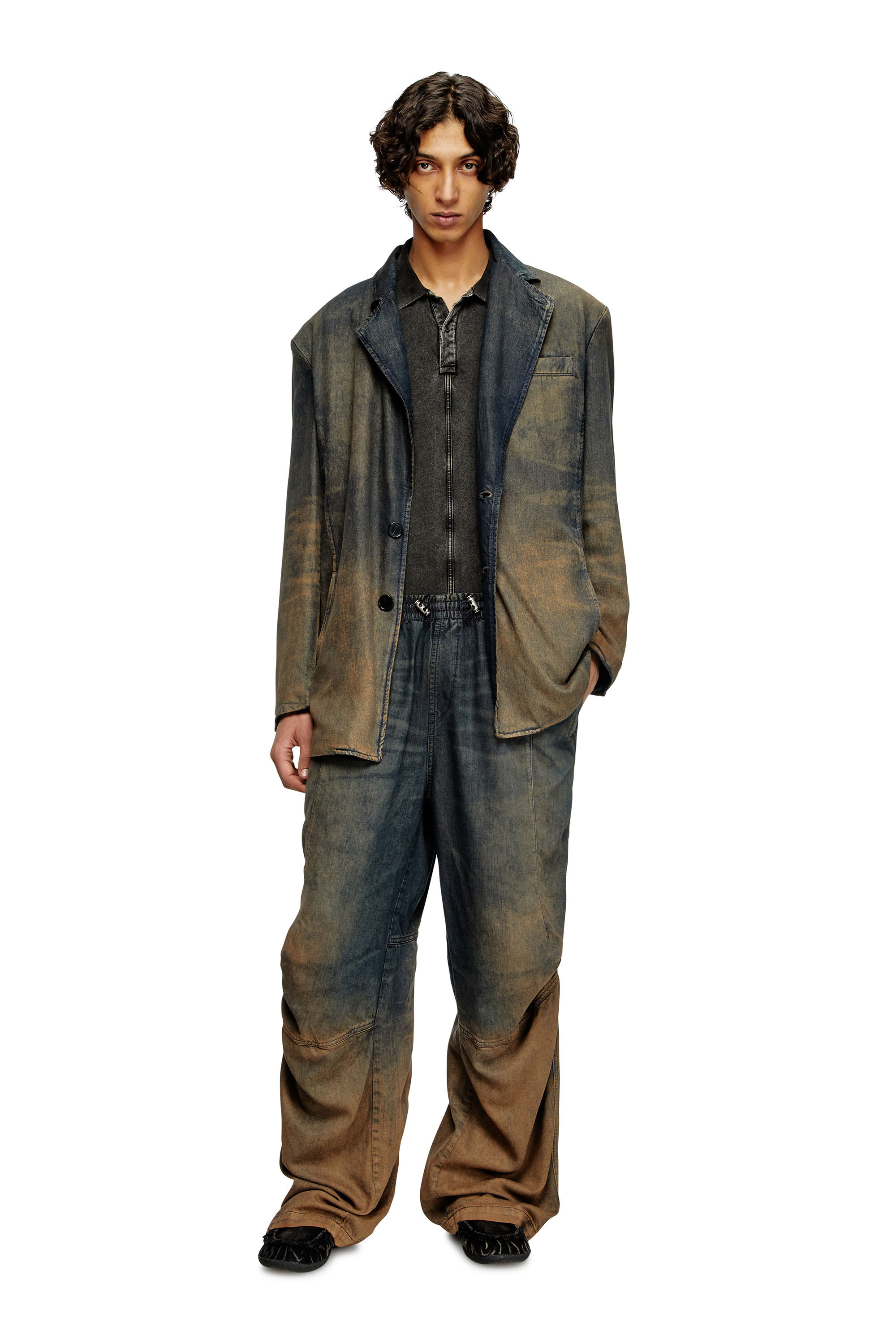 Diesel - D-REG-S, Blazer en denim fluide nuancé Mixte in Bleu - 1