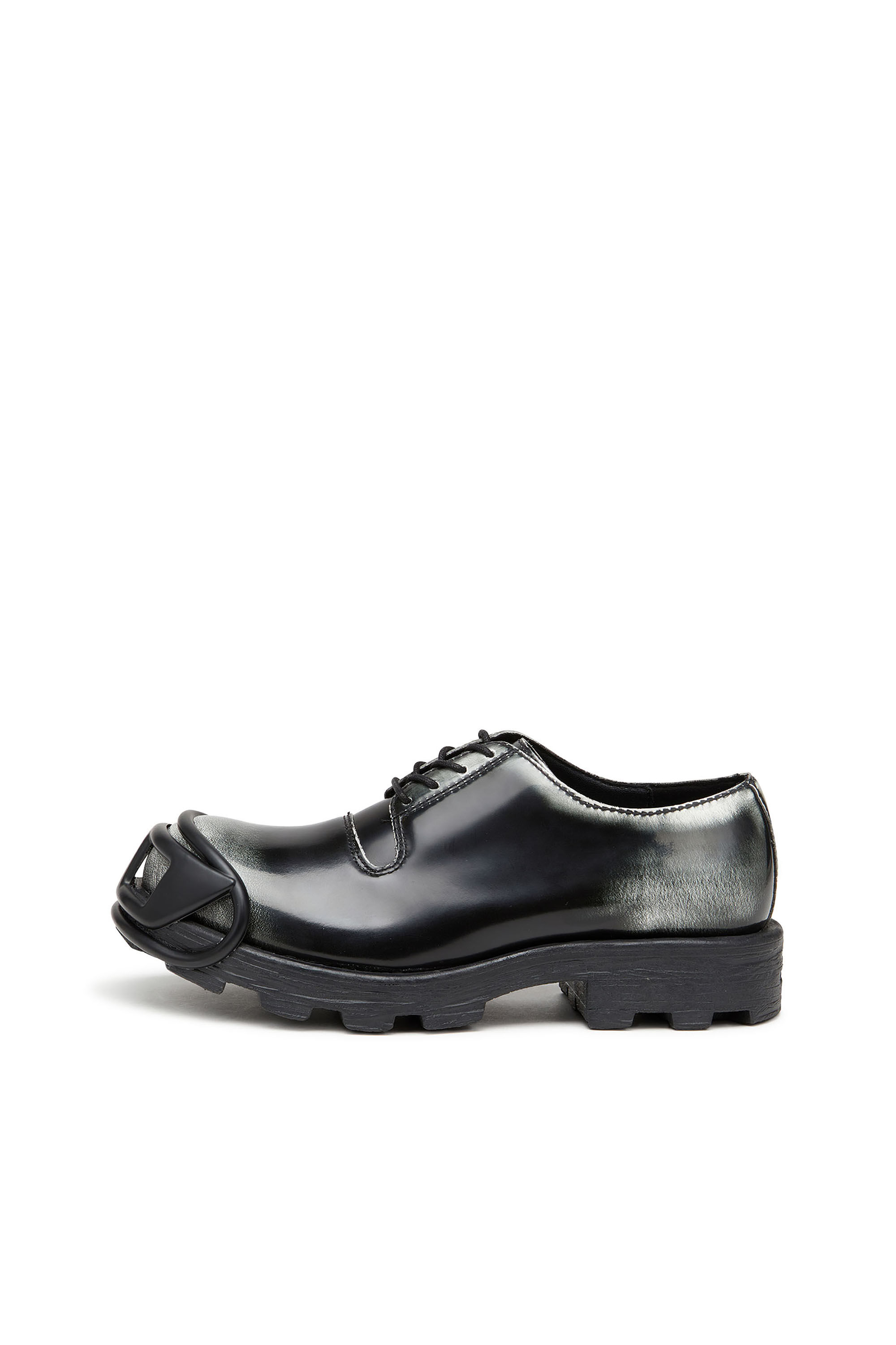 Diesel - D-HAMMER SO D, Male's D-Hammer-Derby shoes in shiny two-tone leather in Black/White - 7