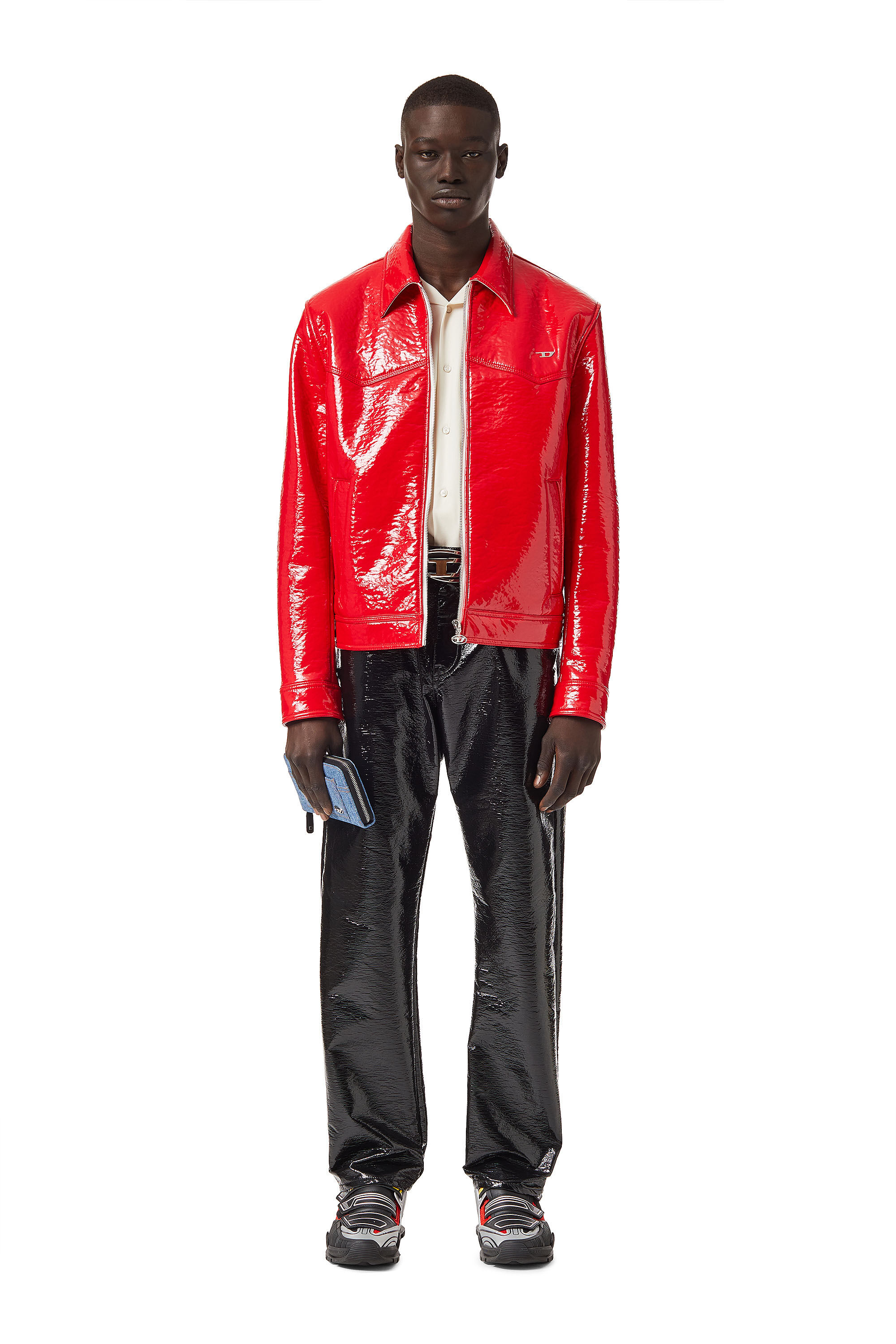 J LOU Homme Veste trucker effet vinyle Diesel