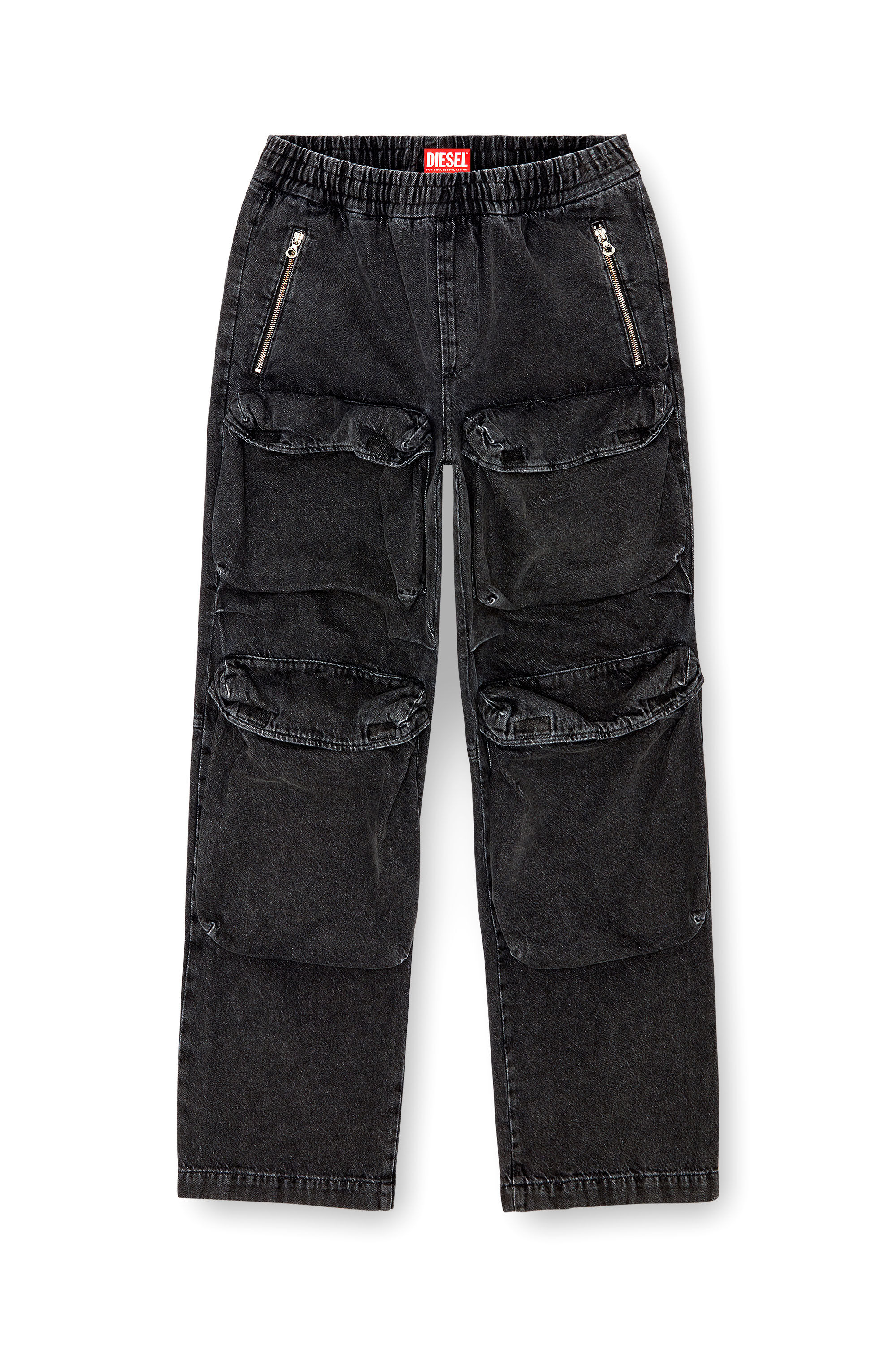 Diesel - Straight Jeans D-Baertson 0CBDH Homme, Noir/Gris foncé - Image 2