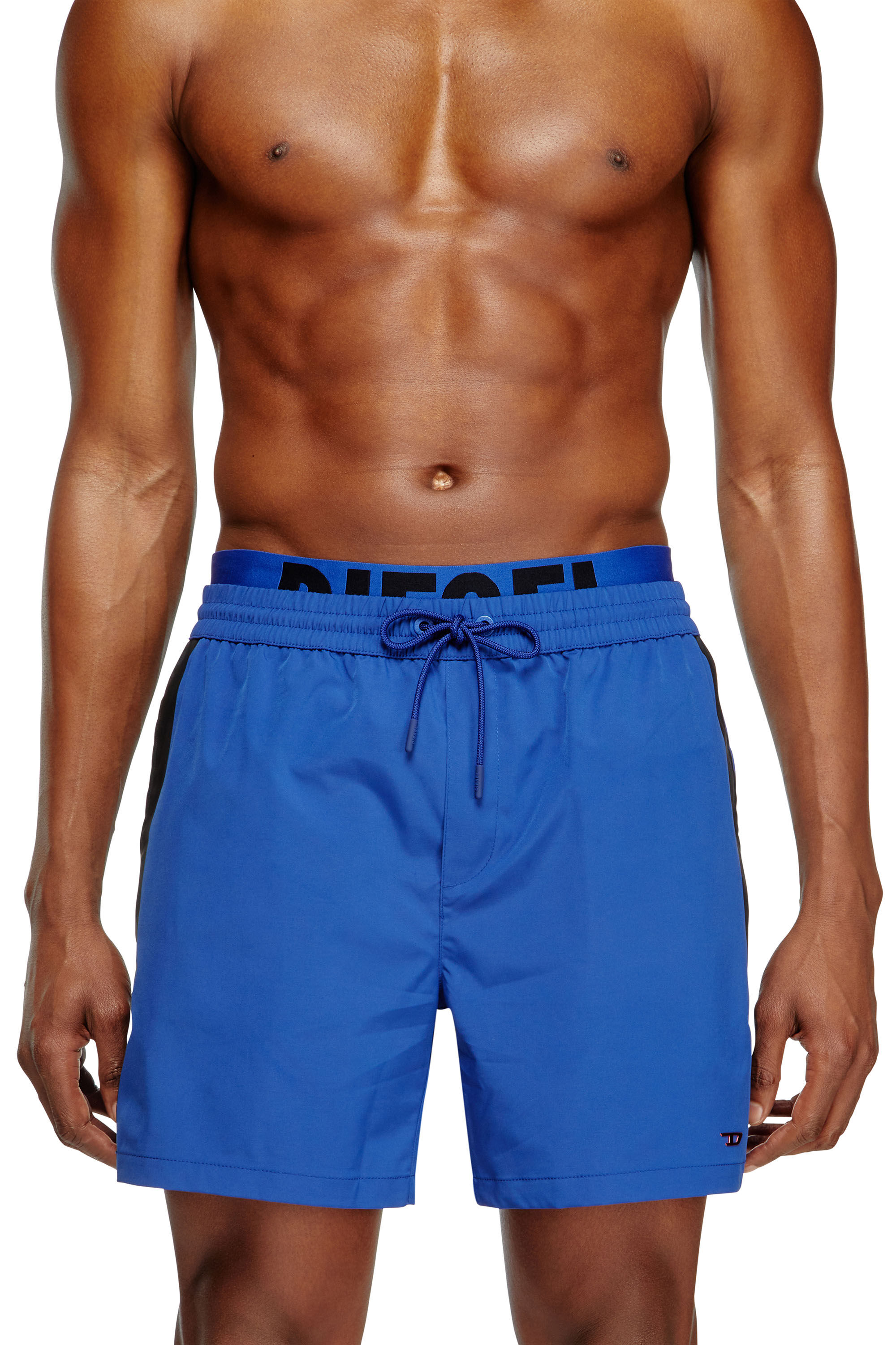 Diesel - VISPER-41-D-POP, Male's Mid-length swim shorts with hybrid waist in Blue/Black - 1