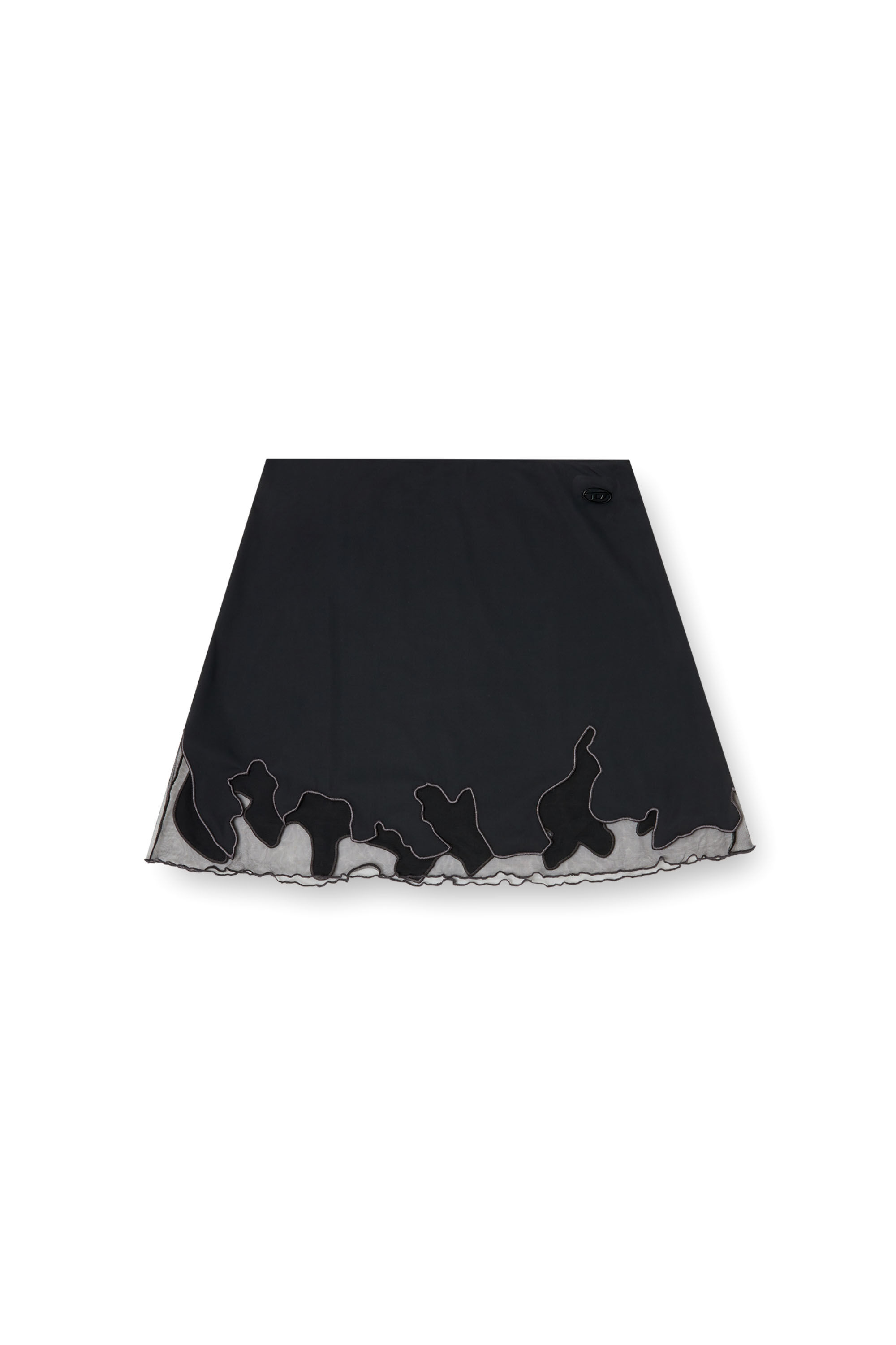 Diesel - O-LANE-R1, Mini-jupe en nylon avec insert en tulle Femme in Noir - 2