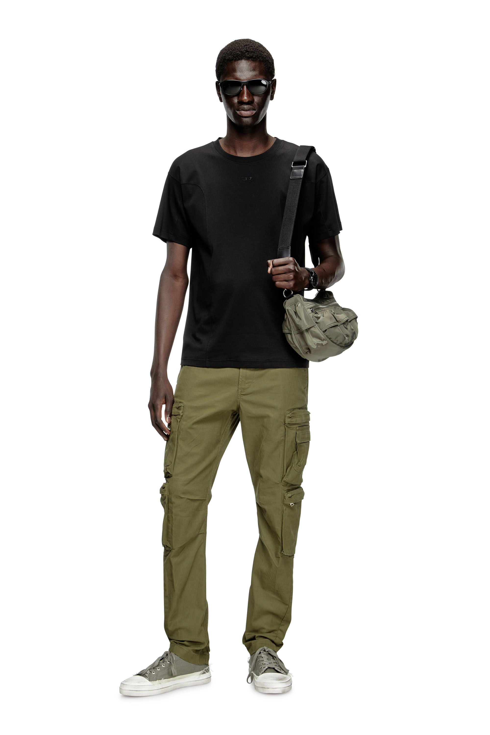 Diesel - T-NORM-INT, Male's Short-sleeve T-shirt with panels in Black - 1