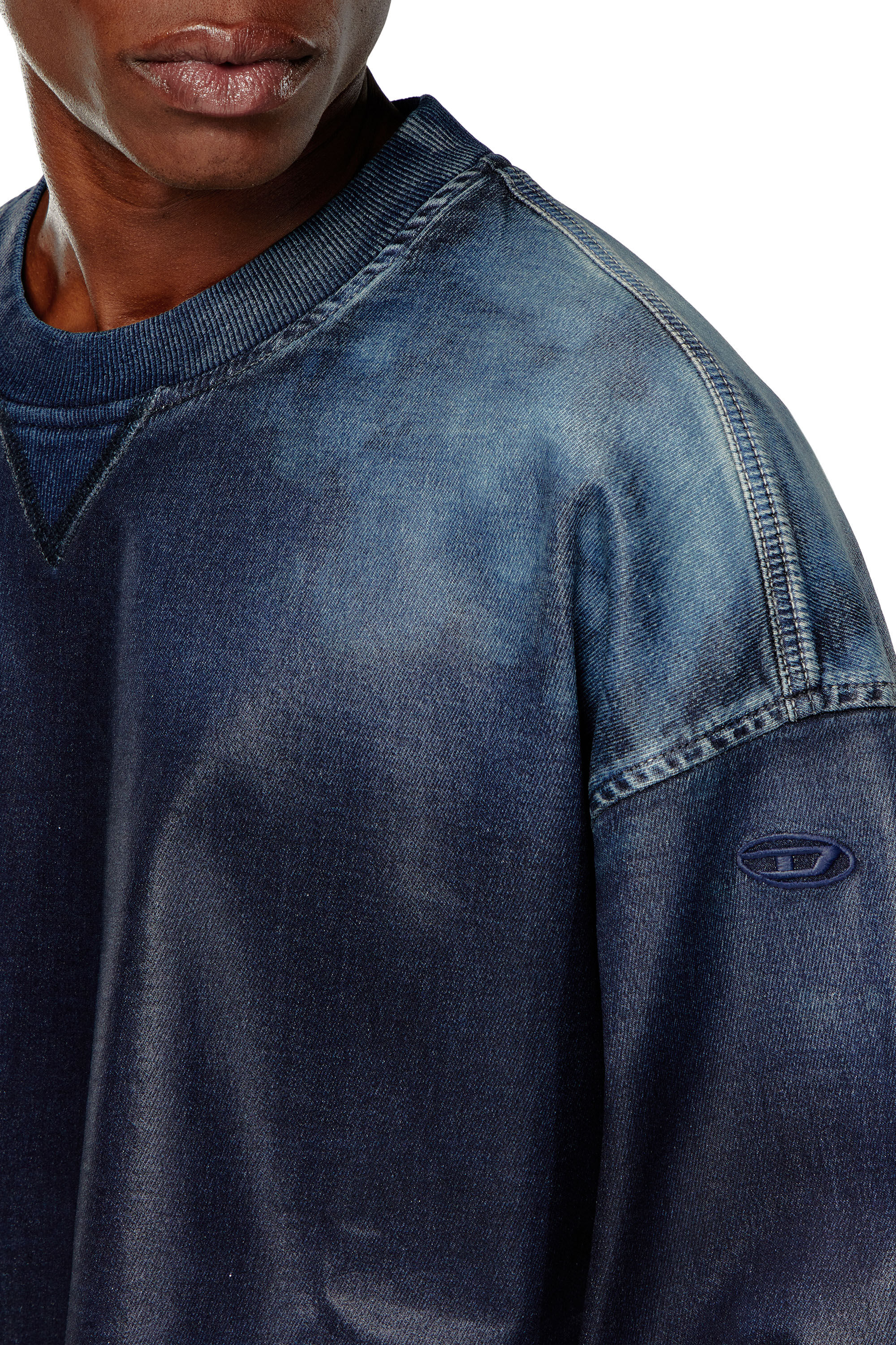 Diesel - D-NLAB-S TRACK, Sweat-shirt en Track Denim enduit Mixte in Bleu - 5
