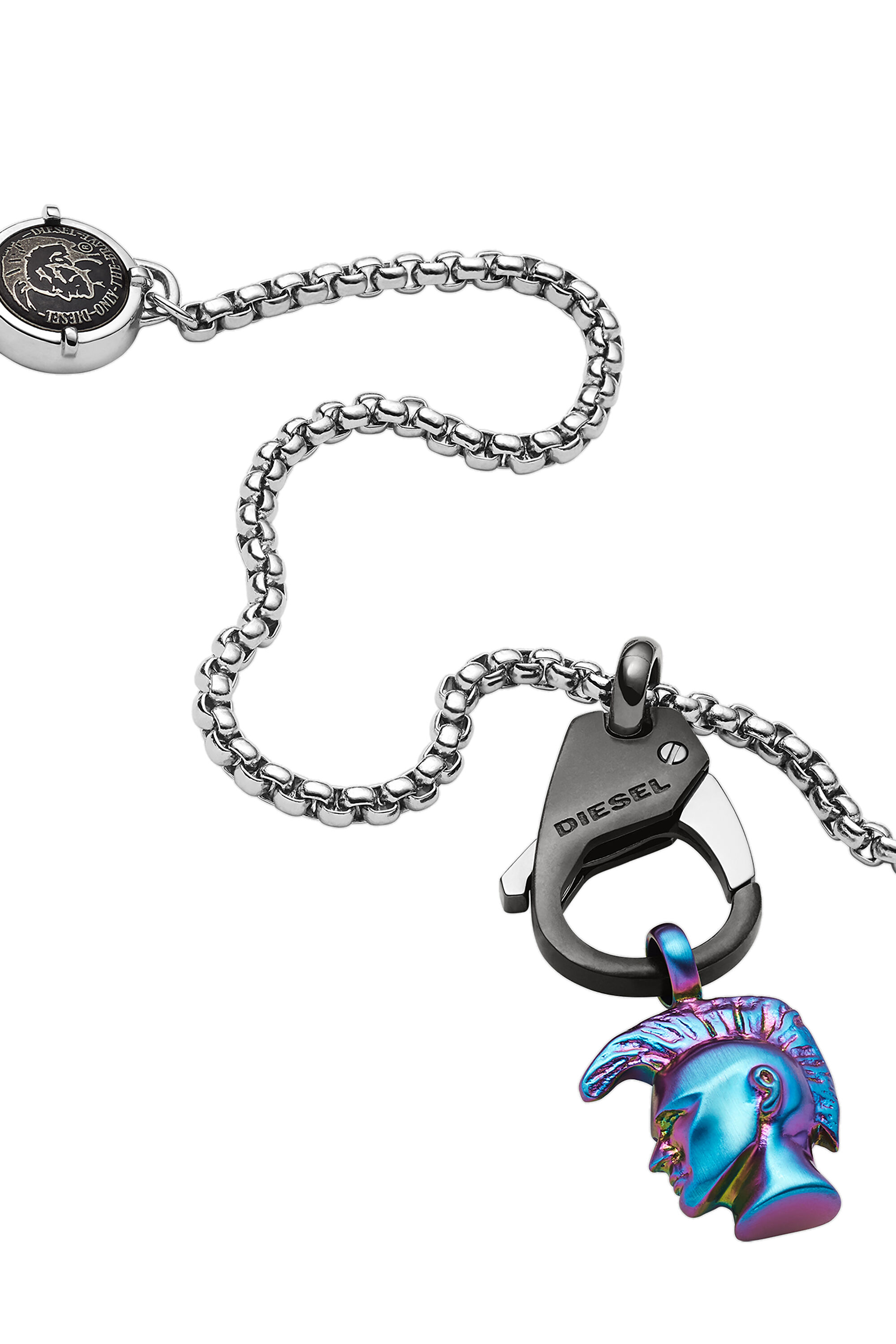 Diesel - DX1280, Male's Diesel Stainless Steel "Only the Brave" Icon Pendant Necklace in Silver - 1