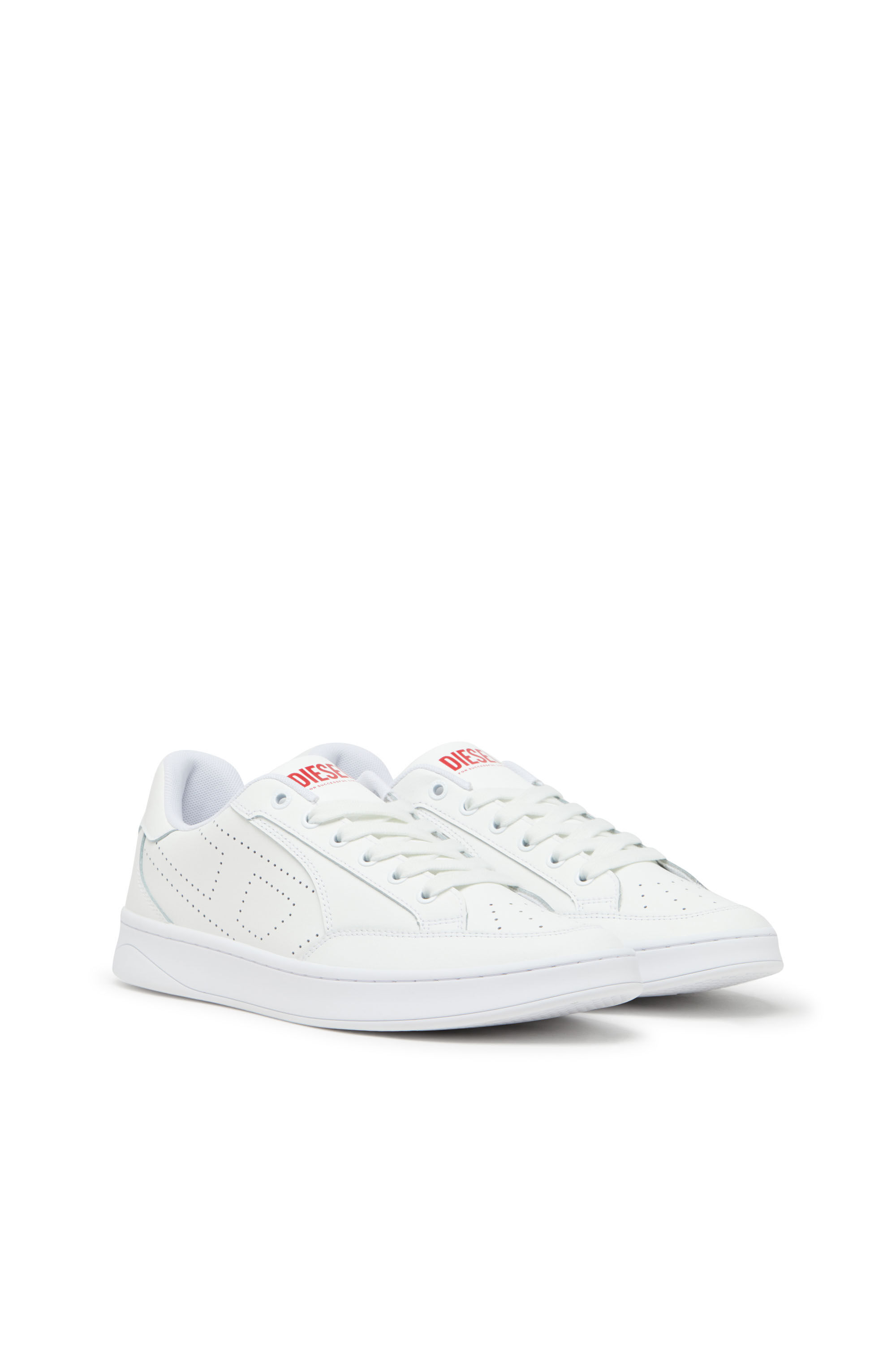 Diesel - S-DAKOTA LOW, Male's S-Dakota-Leather sneakers with perforated logo in White - 2