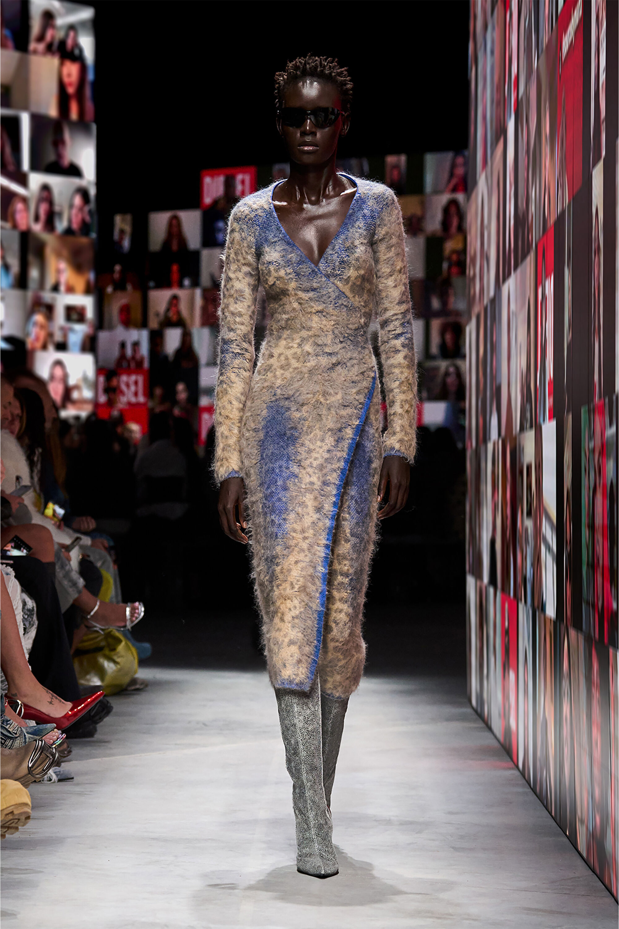 Diesel - M-SOFOCLE, Female's Leopard print dress with devoré jacquard in Beige/Blue - 5