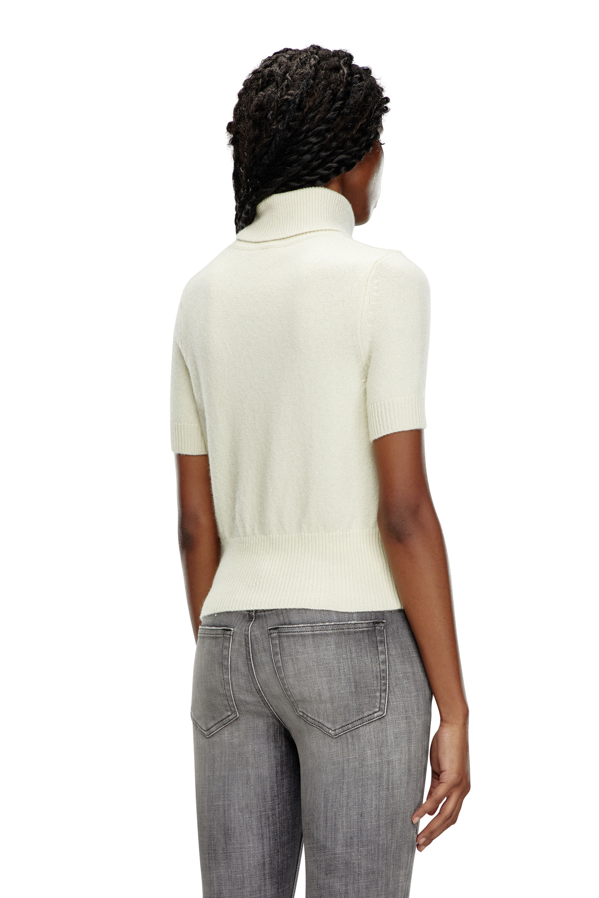 Diesel - M-ARGARET, Female's Short-sleeve jumper with cut-out logo in White - 4
