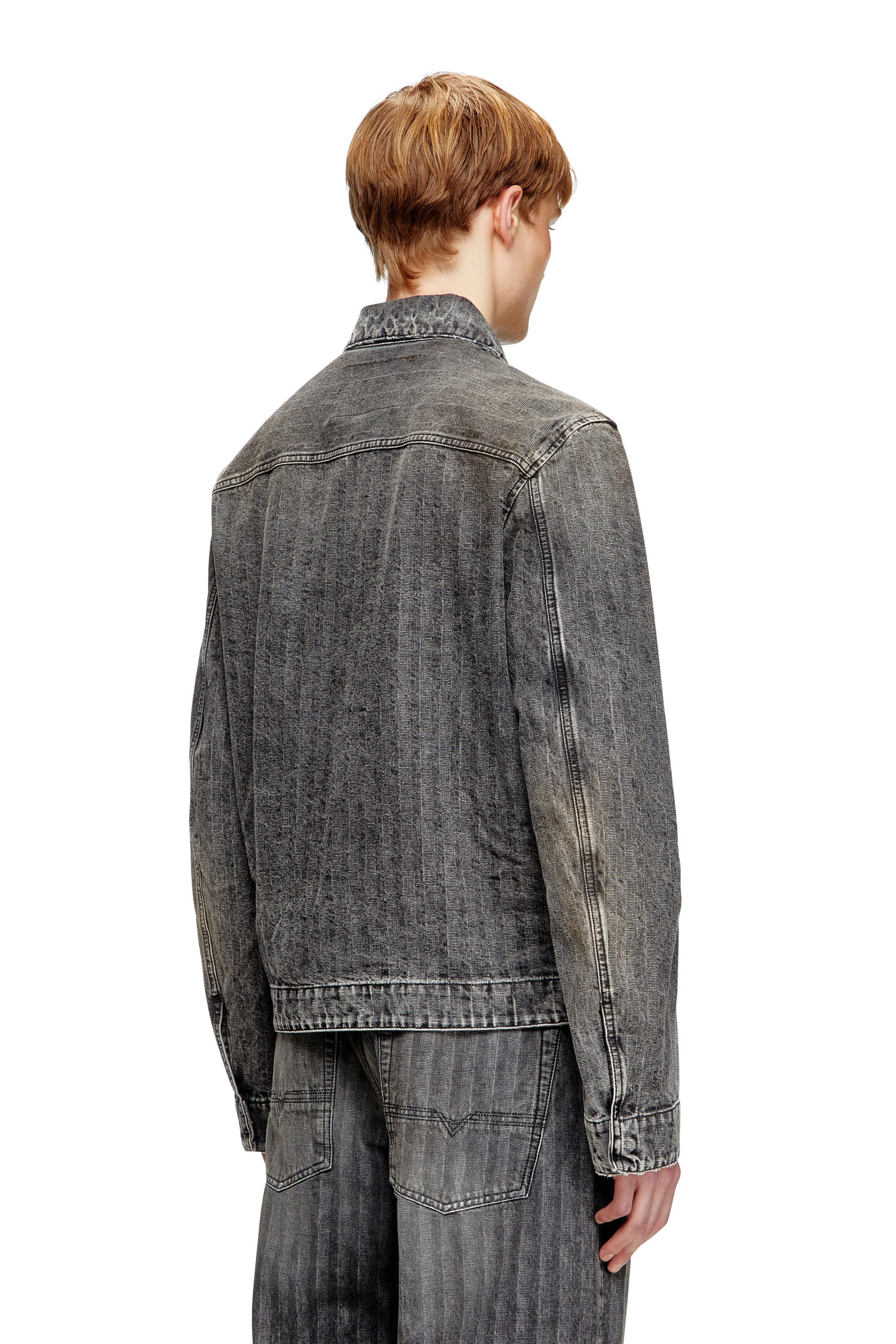 Diesel - D-ROHE, Male's Blouson jacket in herringbone denim in Black - 5