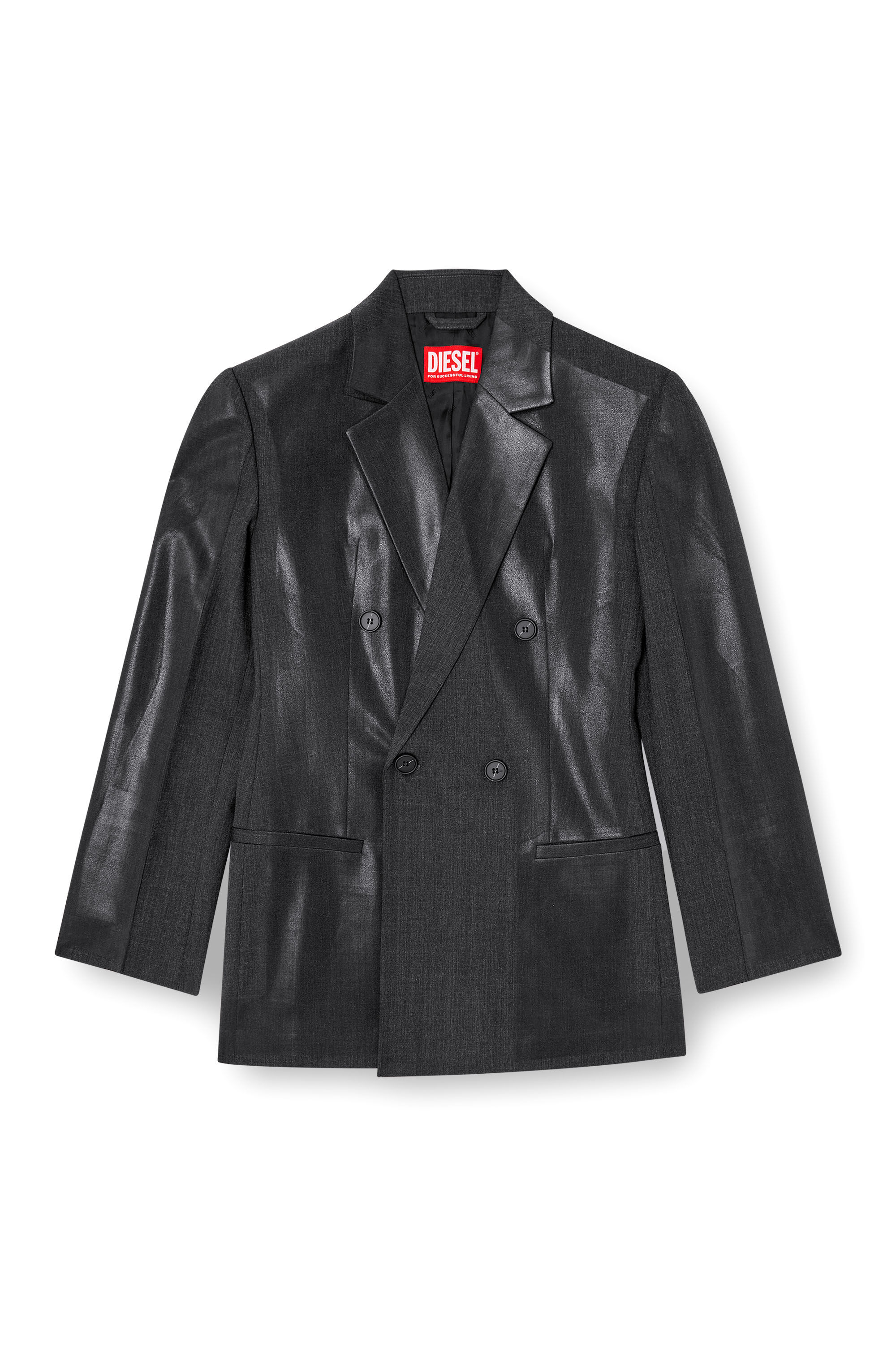 Diesel - G-ALLANT, Female's Double-breasted blazer with coated front in Black - 2