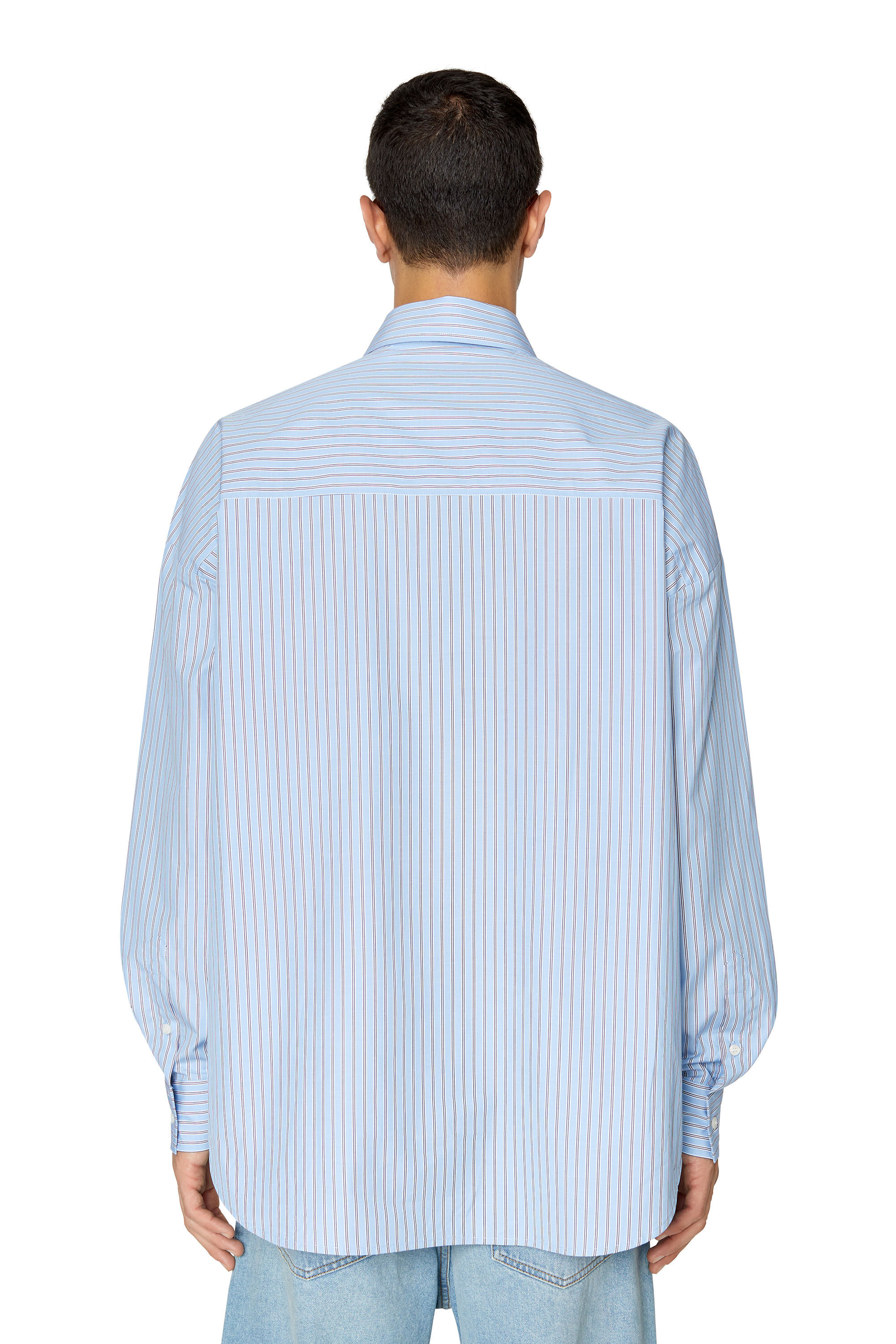 【売り切り御免！】 Man: S-DOUBLY-STRIPE-NW Striped embroidery logo with shirt トップス