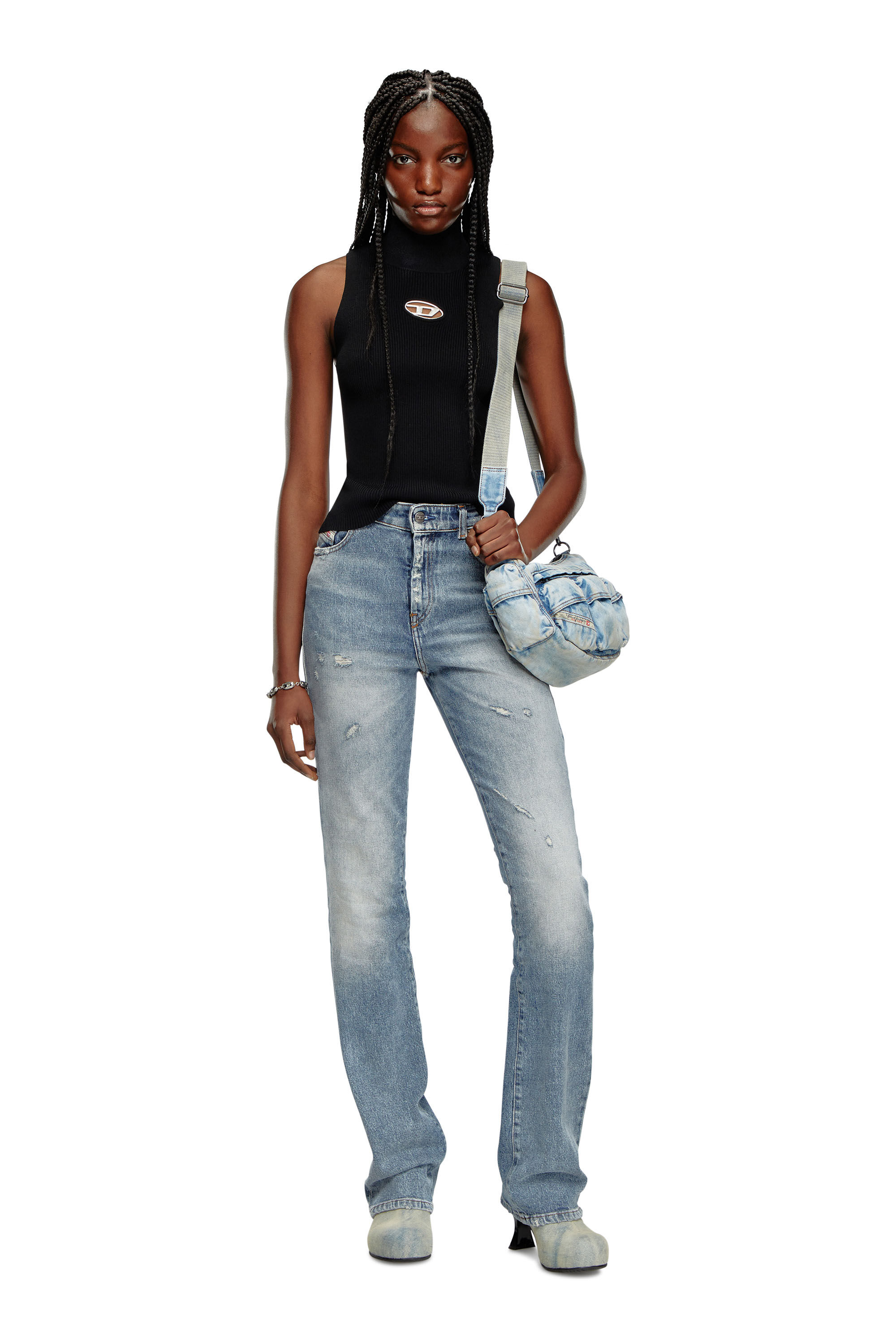 Women s Ribbed knit turtleneck top Multicolor Diesel