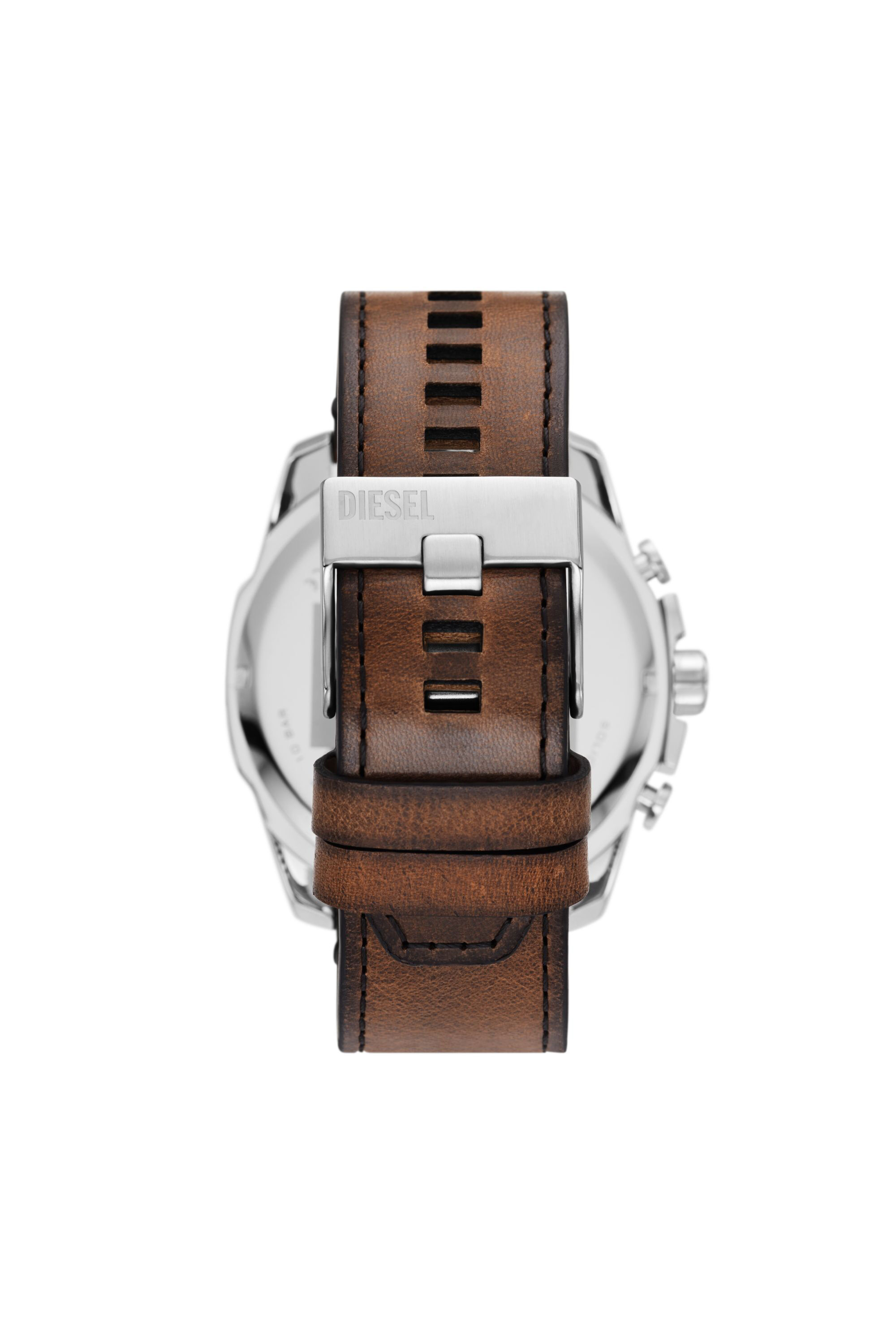 Diesel - DZ4657, Male's Mega Chief chronograph brown leather watch in Brown - 2