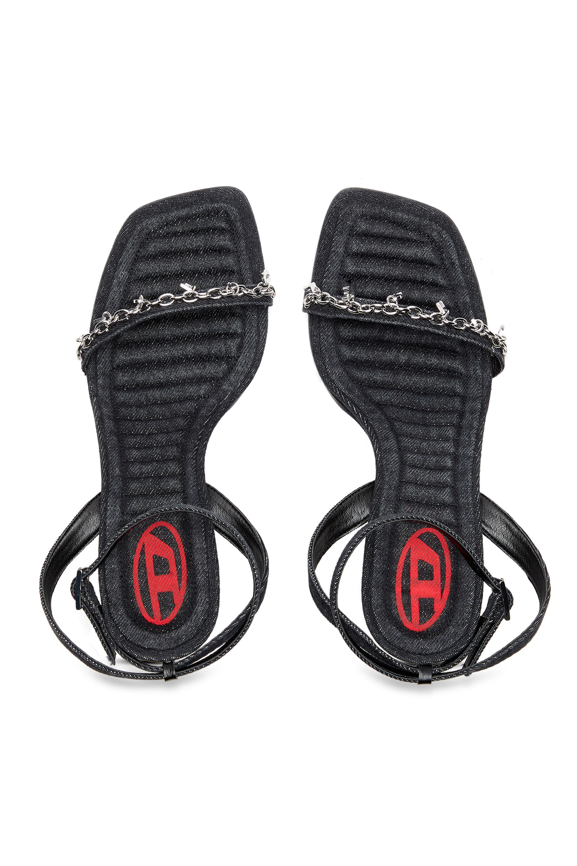 D Vina Sdl Sandals Sandales en denim avec breloques Diesel Femme Noir Diesel