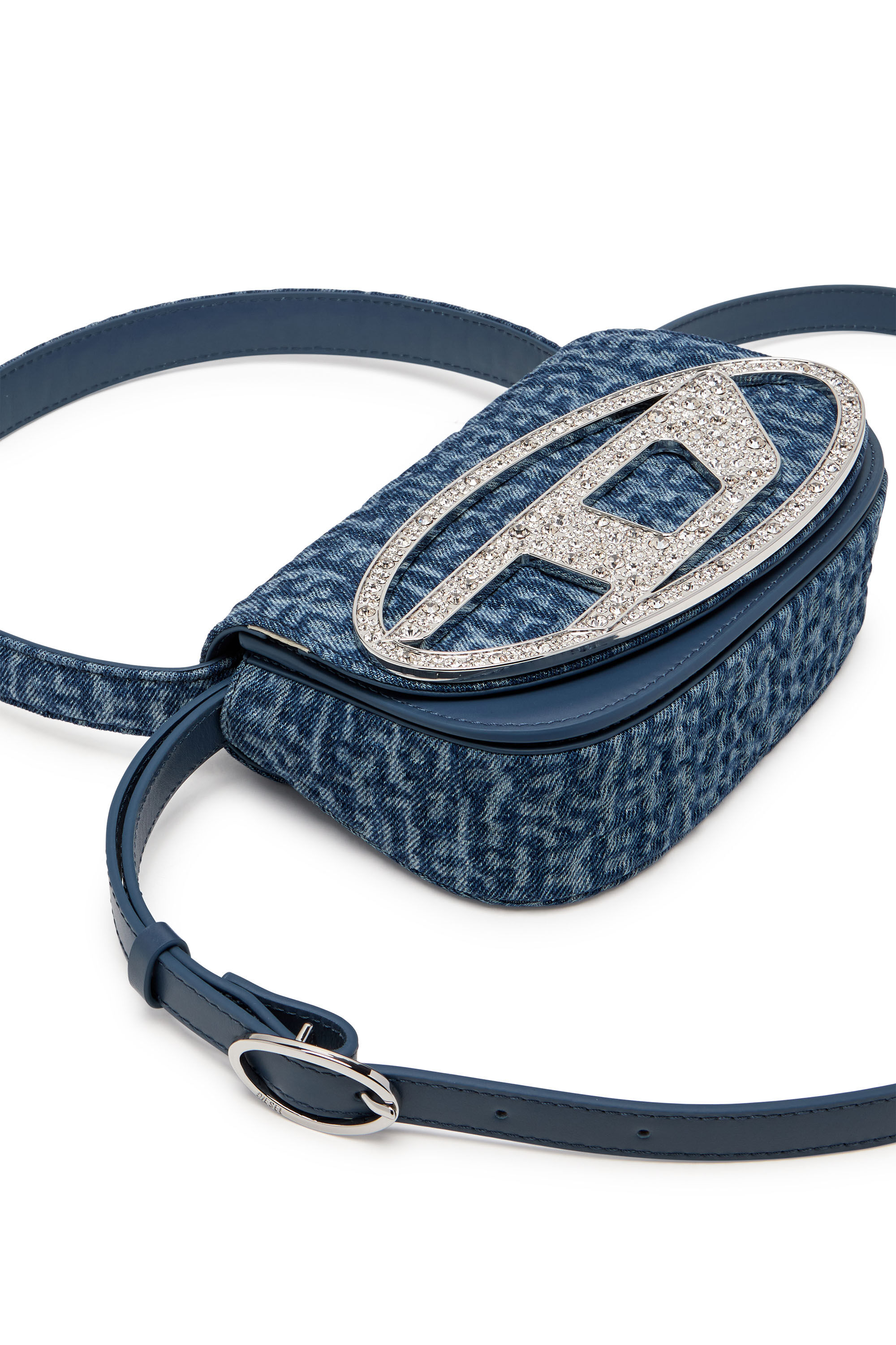 Diesel - 1DR, Female's 1DR - Iconic monogram shoulder bag in crystal canvas in Blue - 5