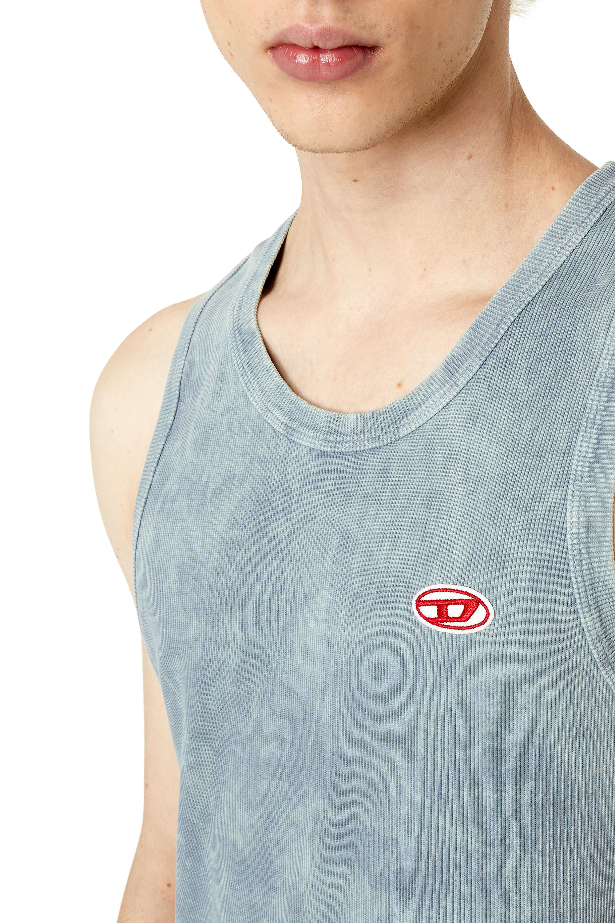 Diesel - T-WISTY-G1, Débardeur délavé à l'acide avec empiècement à logo Homme in Gris - 4
