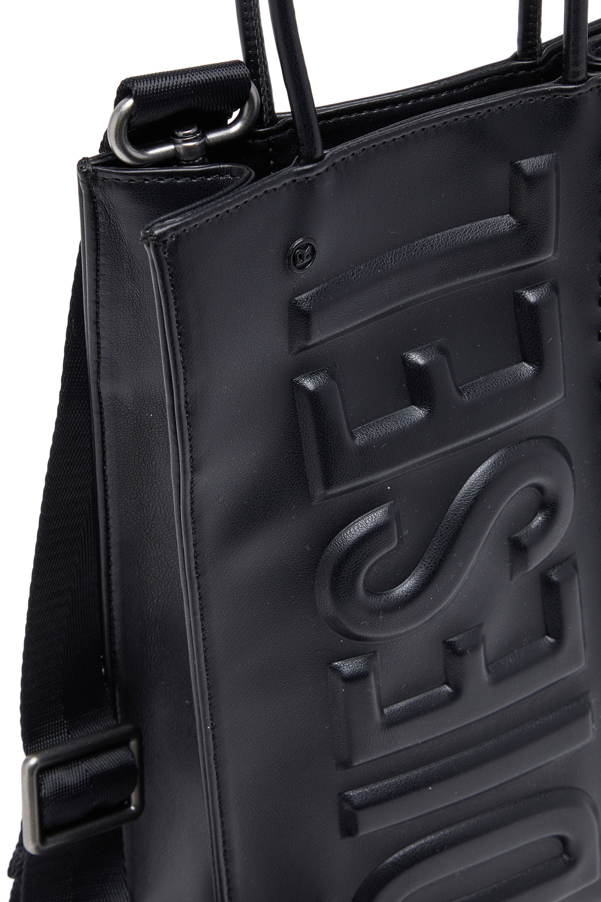 Diesel - DSL 3D SHOPPER M X, Male's Dsl 3D M-PU tote bag with embossed logo in Black - 5
