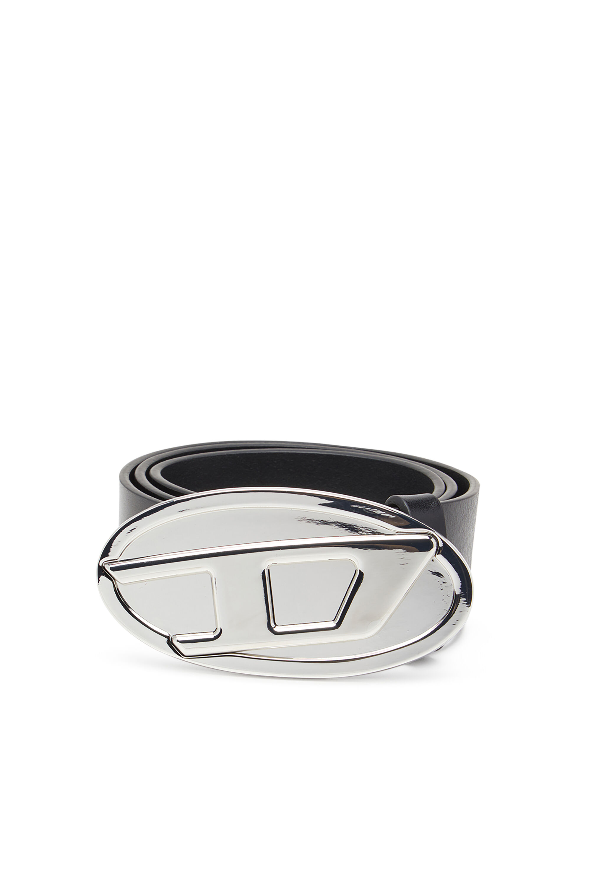 Diesel - B-1DR 2.0, Ceinture de 4 cm en cuir avec plaque Oval D Femme in Noir - 1