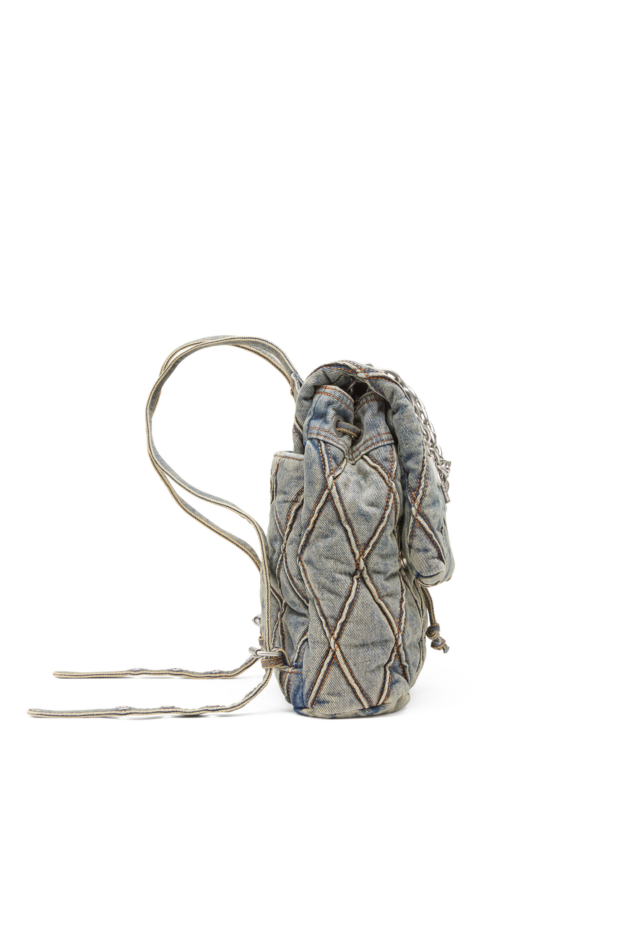 Diesel - CHARM-D BACKPACK S, Charm-D S-Sac à dos en denim matelassé Argyle Femme in Bleu - 4
