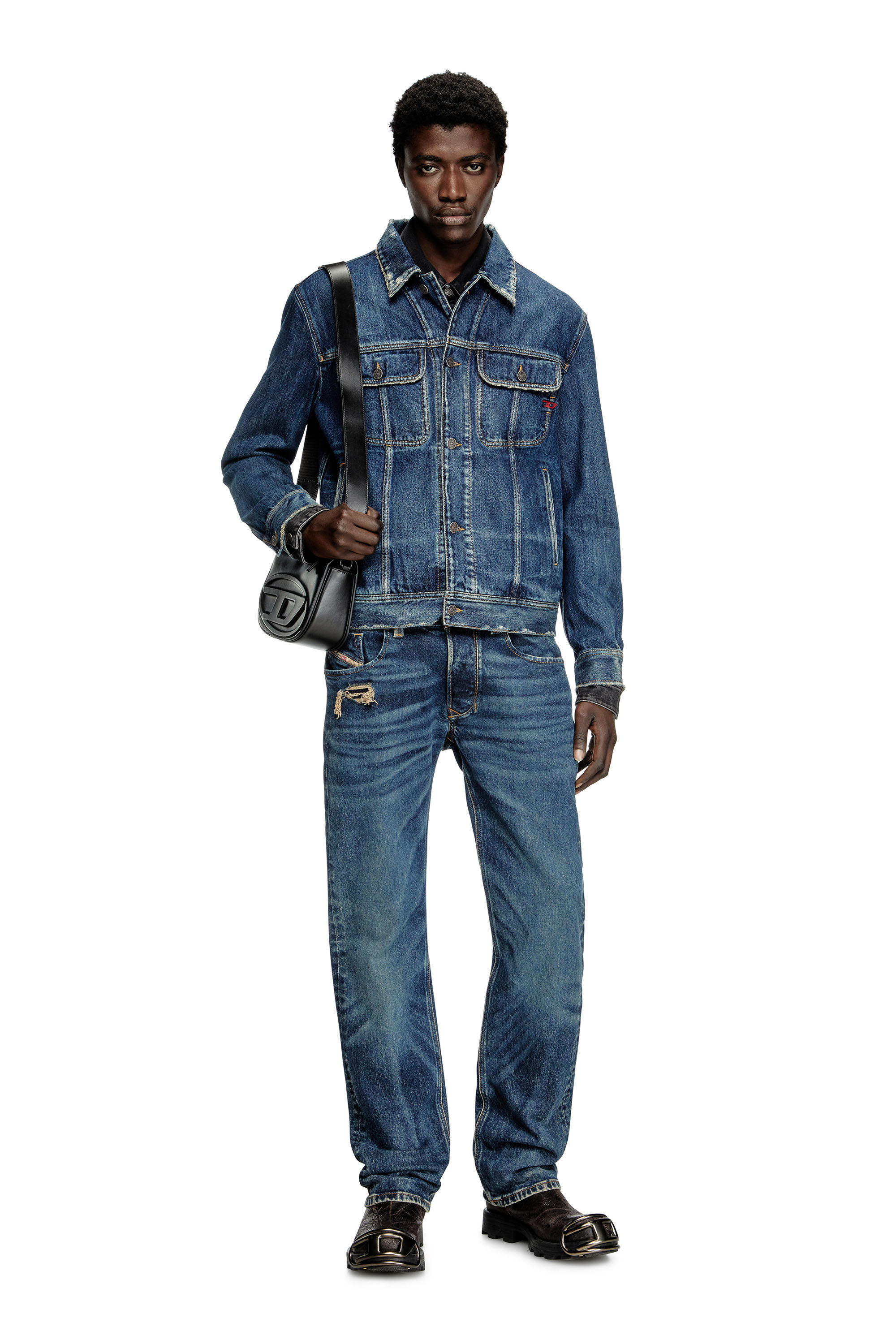 Diesel - D-BARCY, Male's Regular-fit trucker jacket in Dark Blue - 1