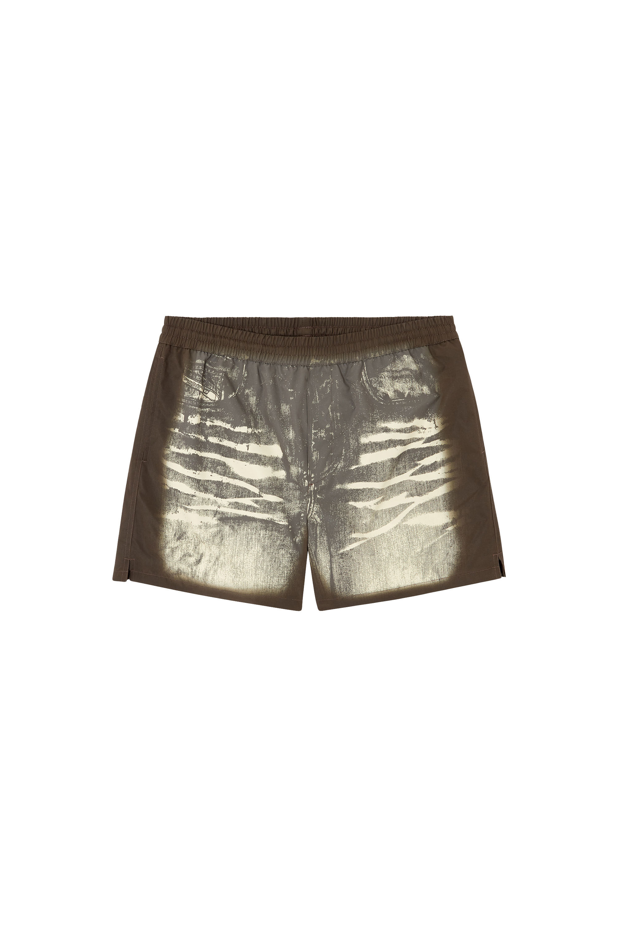 Diesel - RIO-41-DNM, Male's Mid-length swim shorts with denim print in Brown - 1