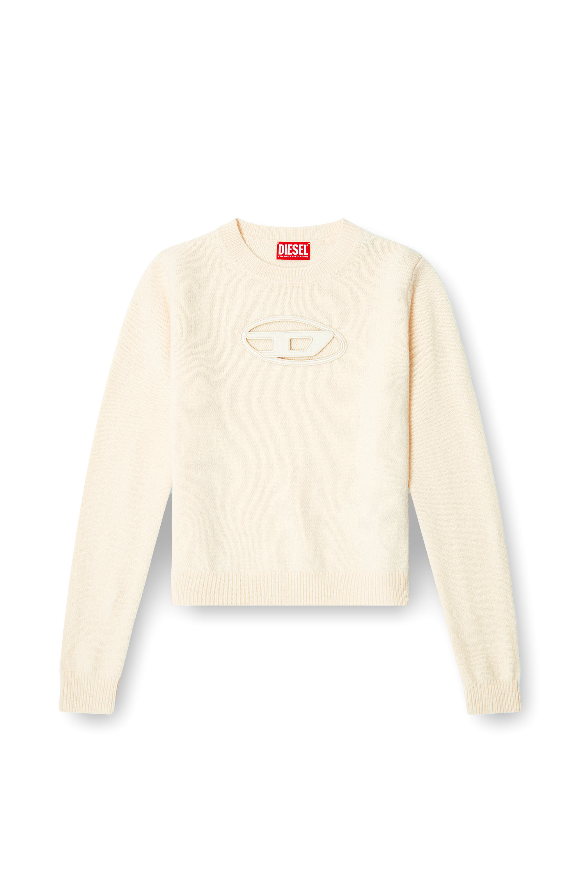 Diesel - M-AREESA-SLIM, Pull en mélange de cachemire avec logo cut-out Femme in Beige - 2