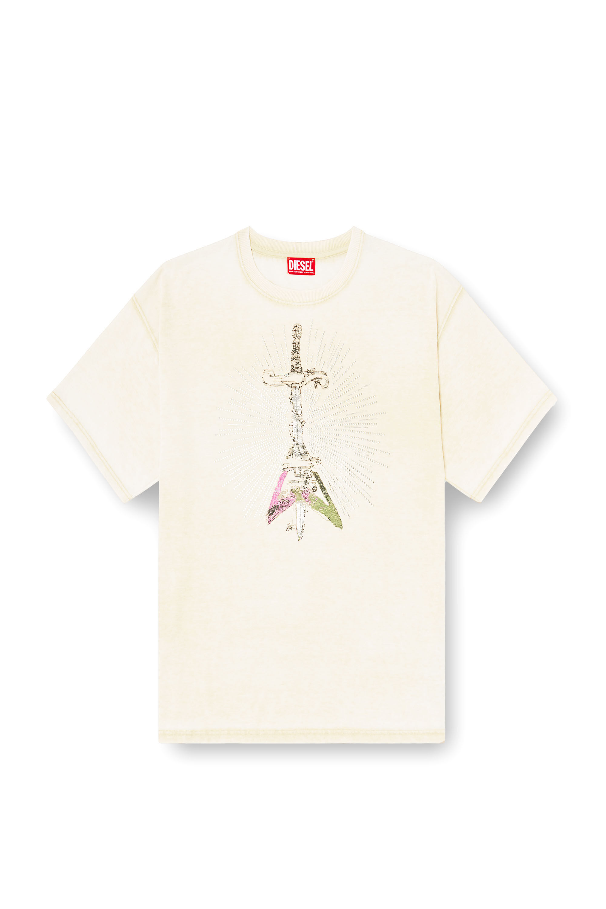 Diesel - T-BOXT-T18, Male's T-shirt with sword print in Beige - 2