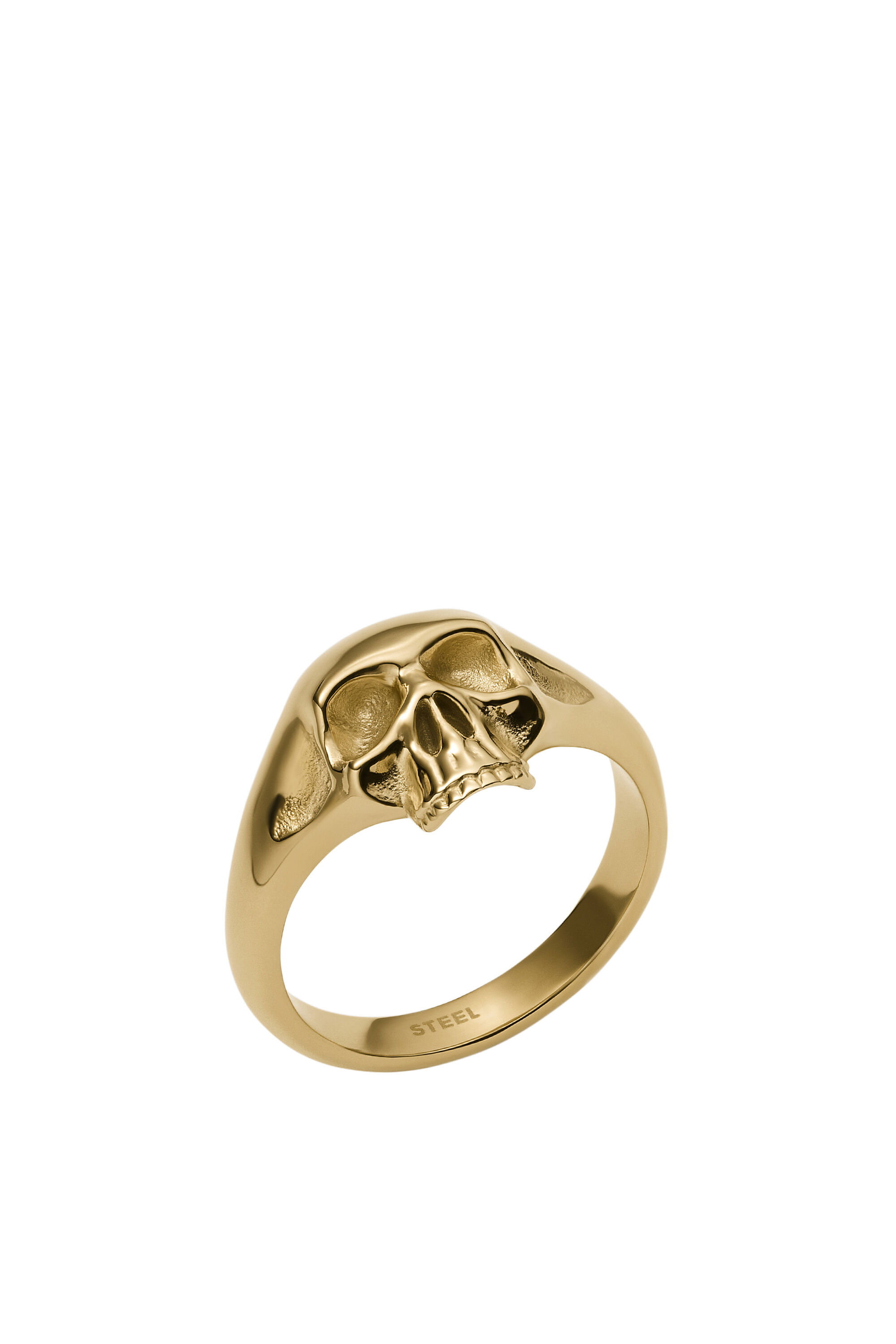 DX1380 Man: Gold Stainless Steel Skull Ring | Diesel