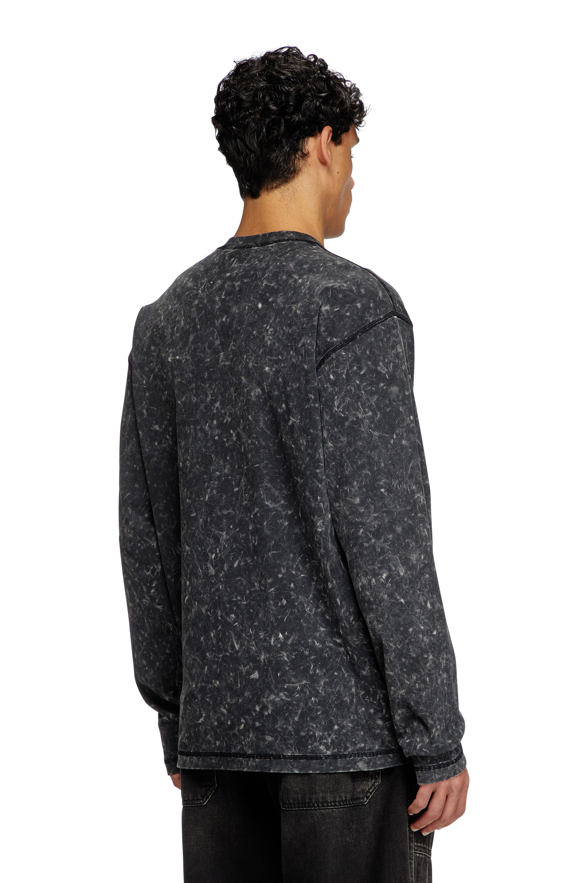 Diesel - T-AUSER, Male's Marble-effect top with zipped cu-outs in Black - 4