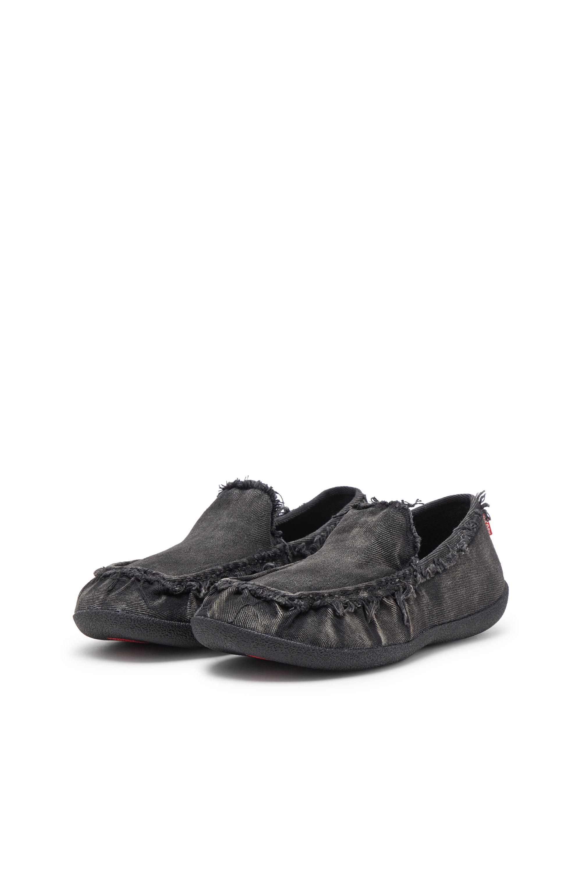 Diesel - D-SHOCK MOC, Male's D-Shock-Distressed denim loafers in Black - 8