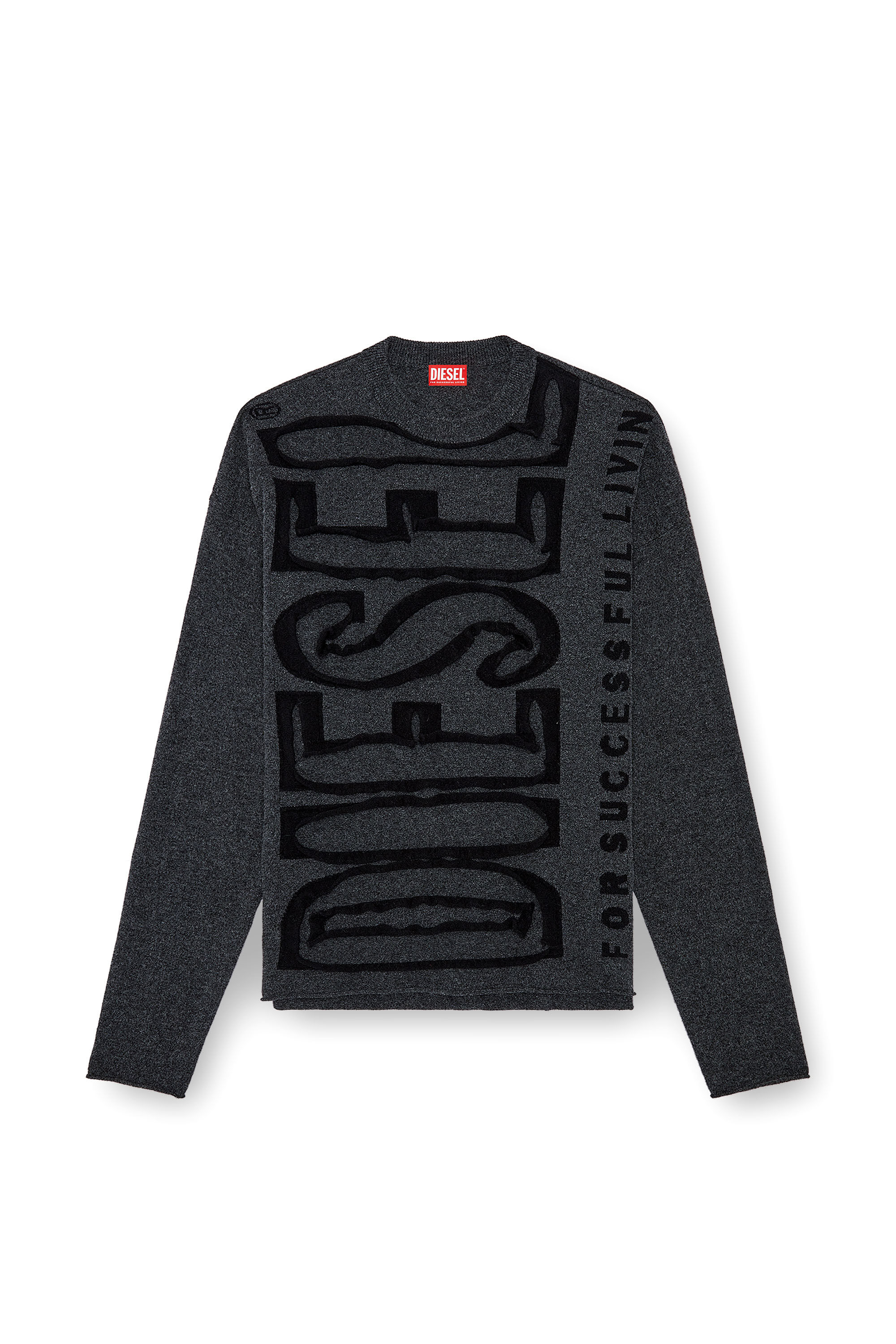 Men s Wool jumper with peel off Super Logo K FLOYD Diesel