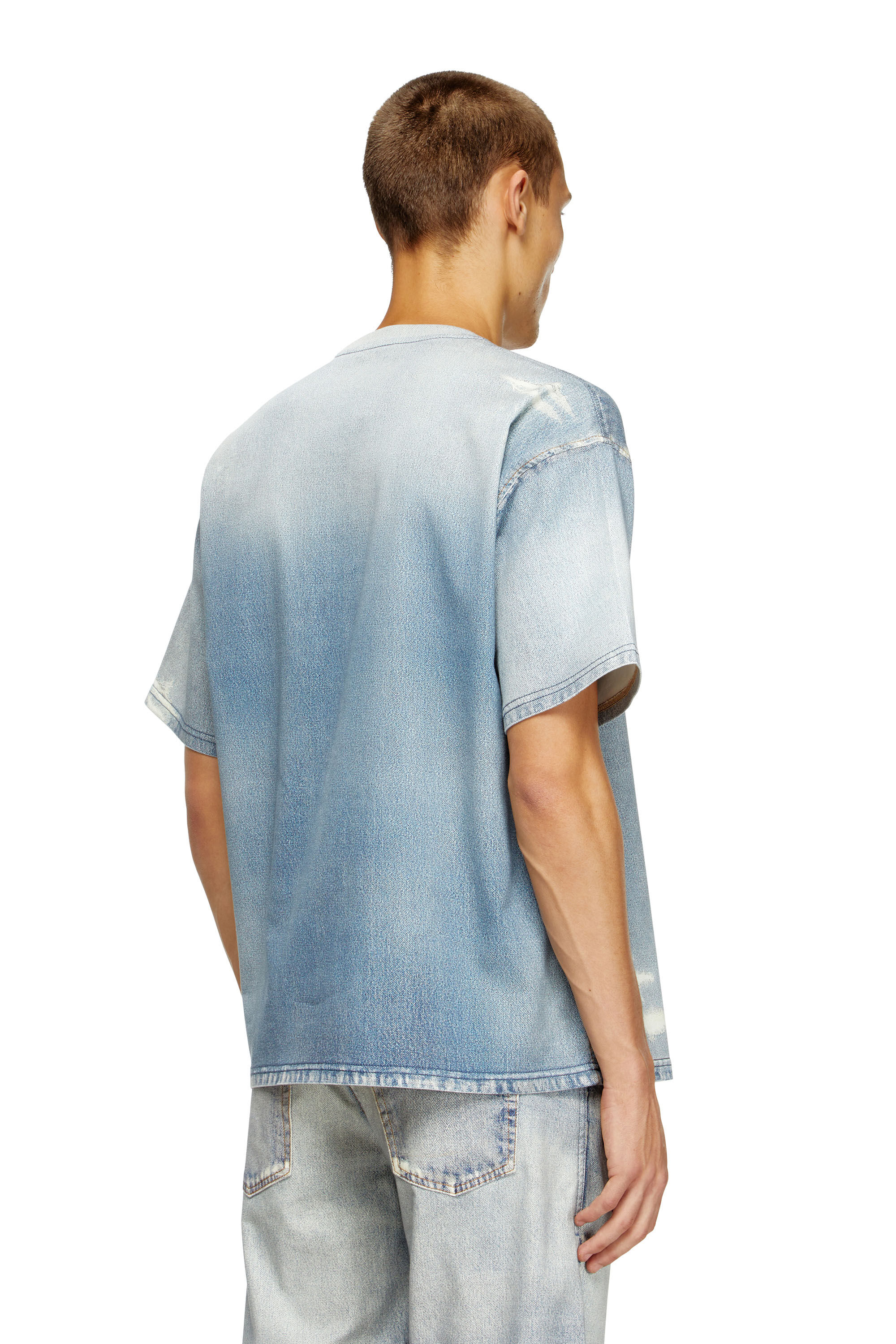 Diesel - D-BOX JOGG, Male's T-shirt in printed bleach-effect JoggJeans in Light Blue - 3