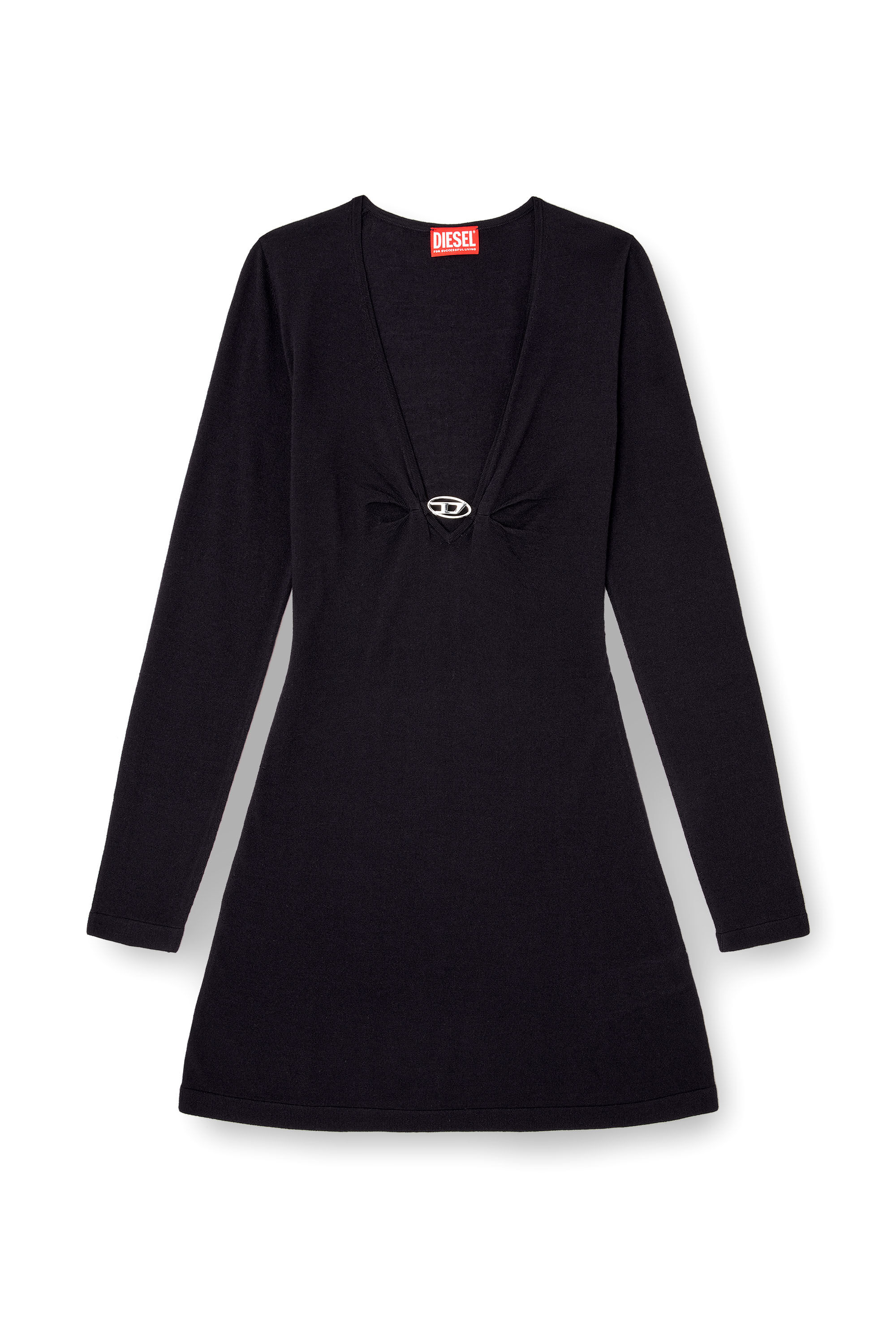 Diesel - M-PLACKY, Robe en maille à manches longues Femme in Bleu - 2