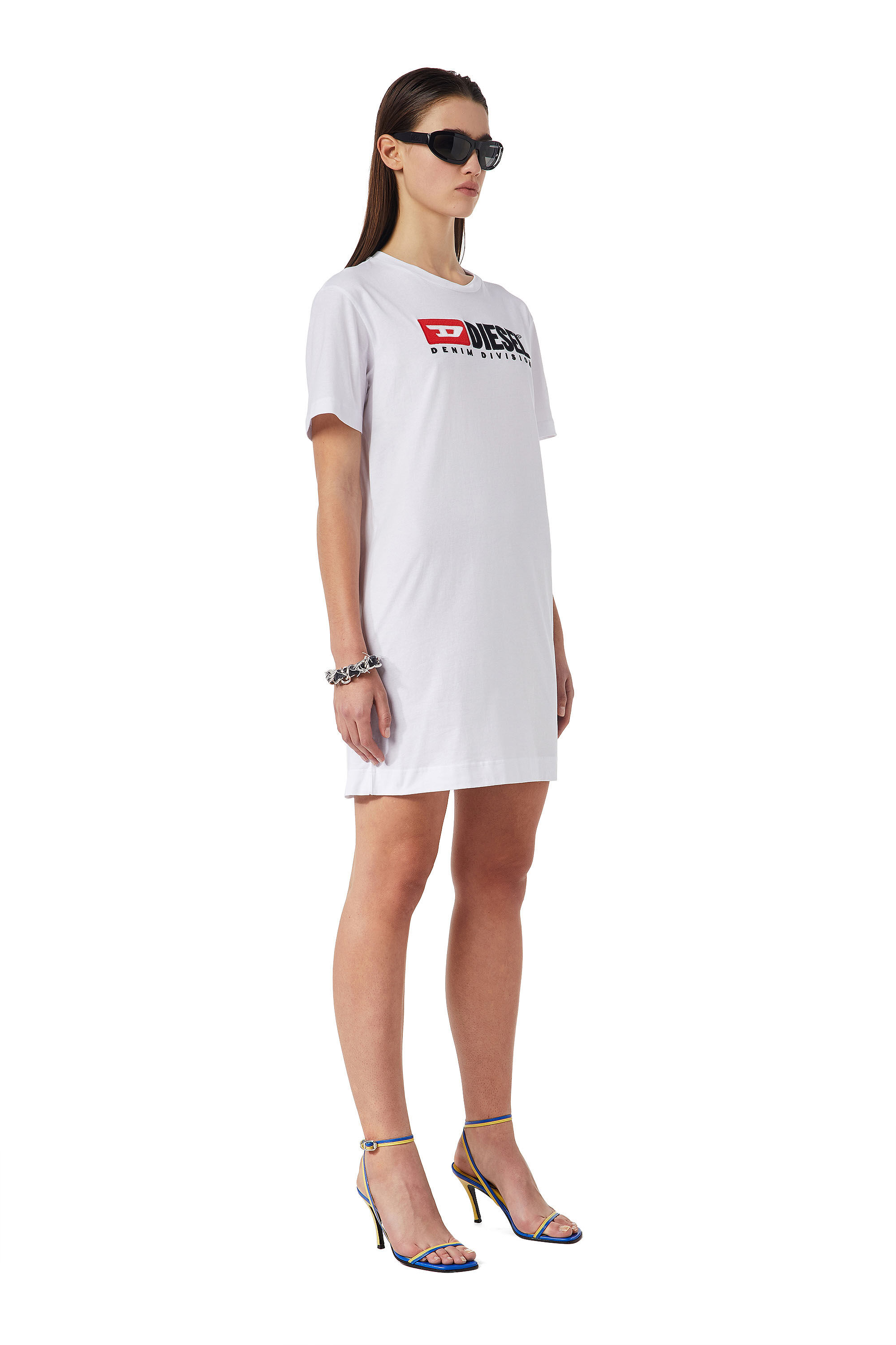 Diesel - D-EGOR-DIV, Female's T-shirt dress with logo in White - 4