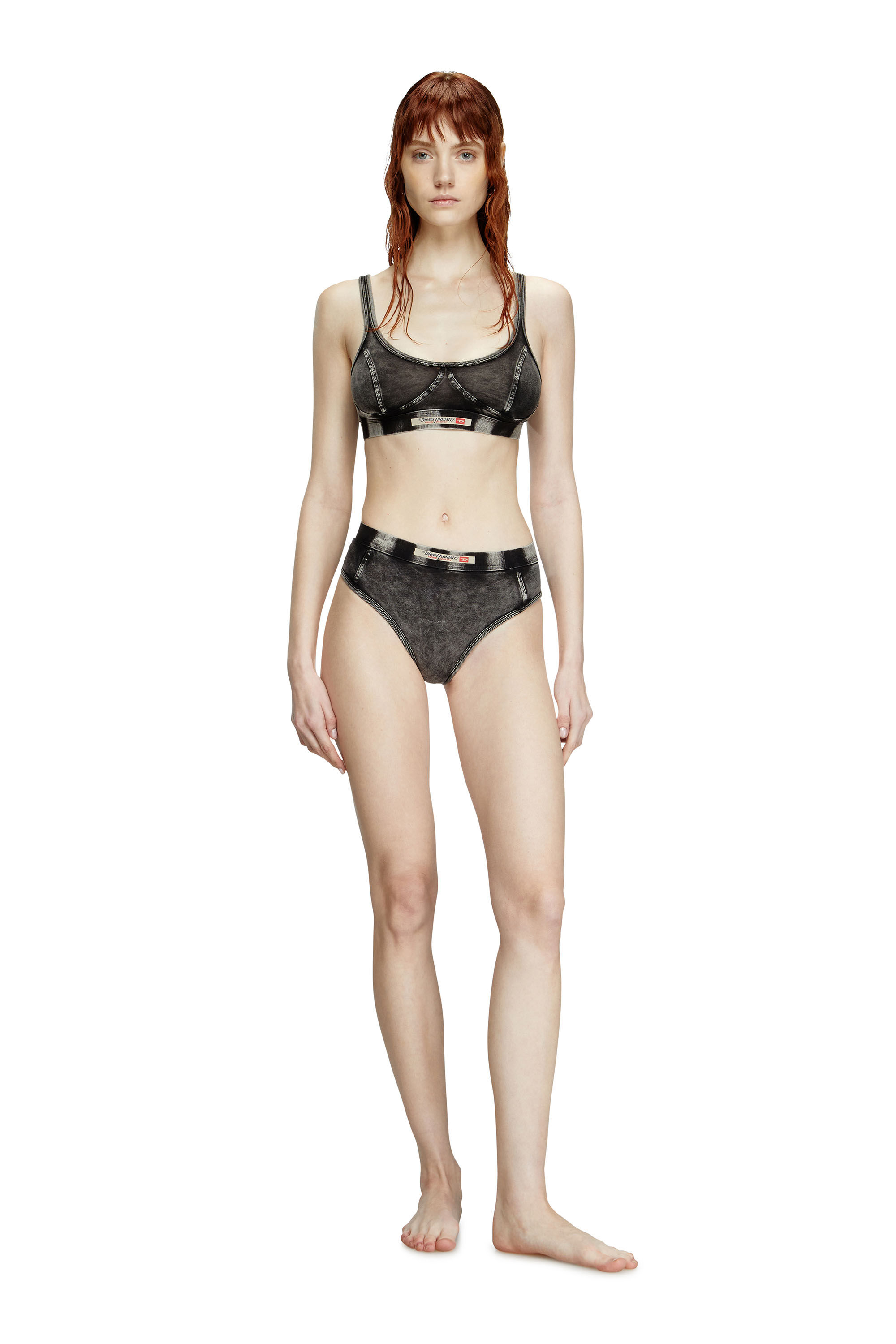 Diesel - HIPSTER-DNM, Culotte hipster en jersey effet denim Femme in Noir - 2