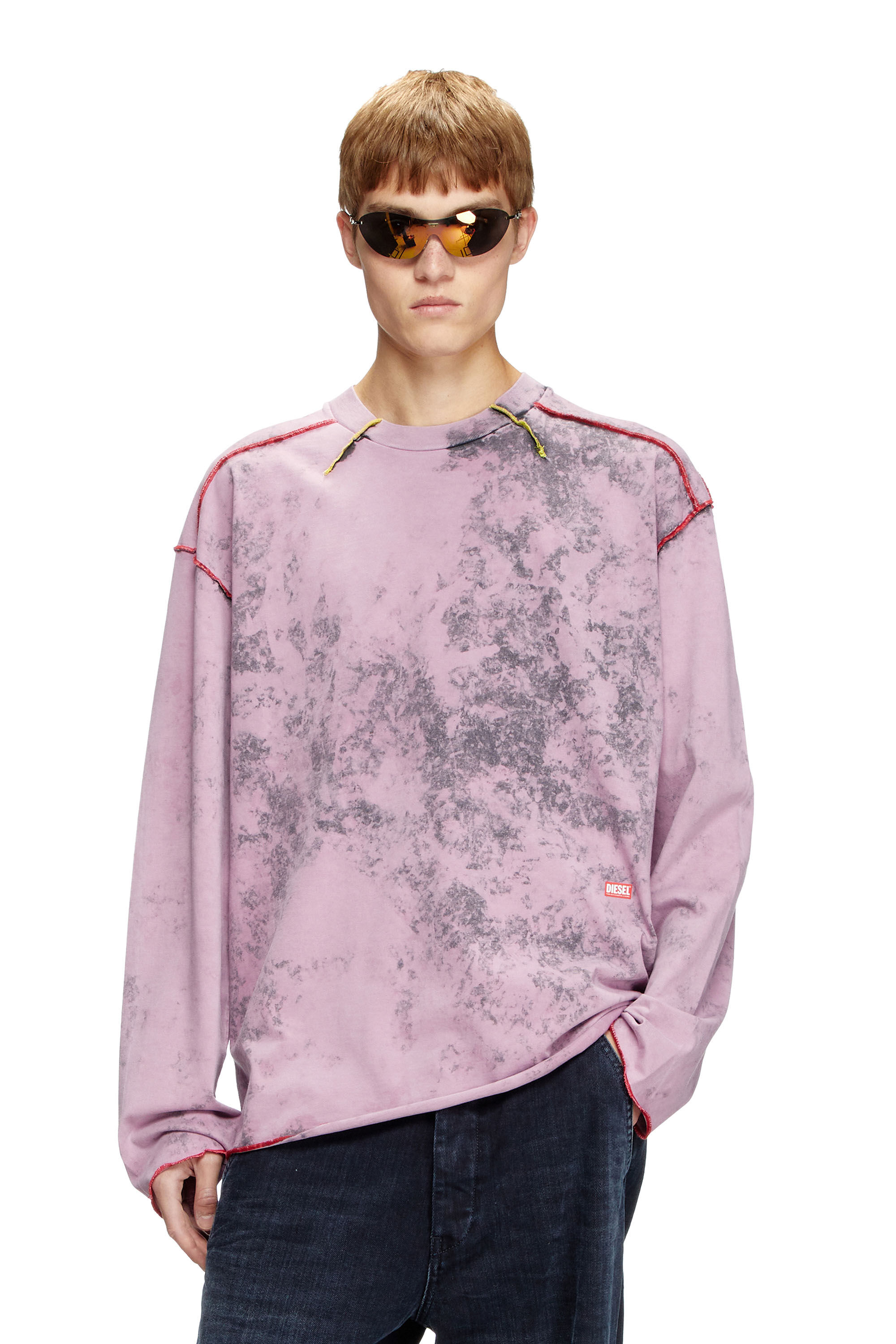 Diesel - T-CRAHOR-LS-R1, Male's Treated long-sleeve T-shirt in Pink - 3